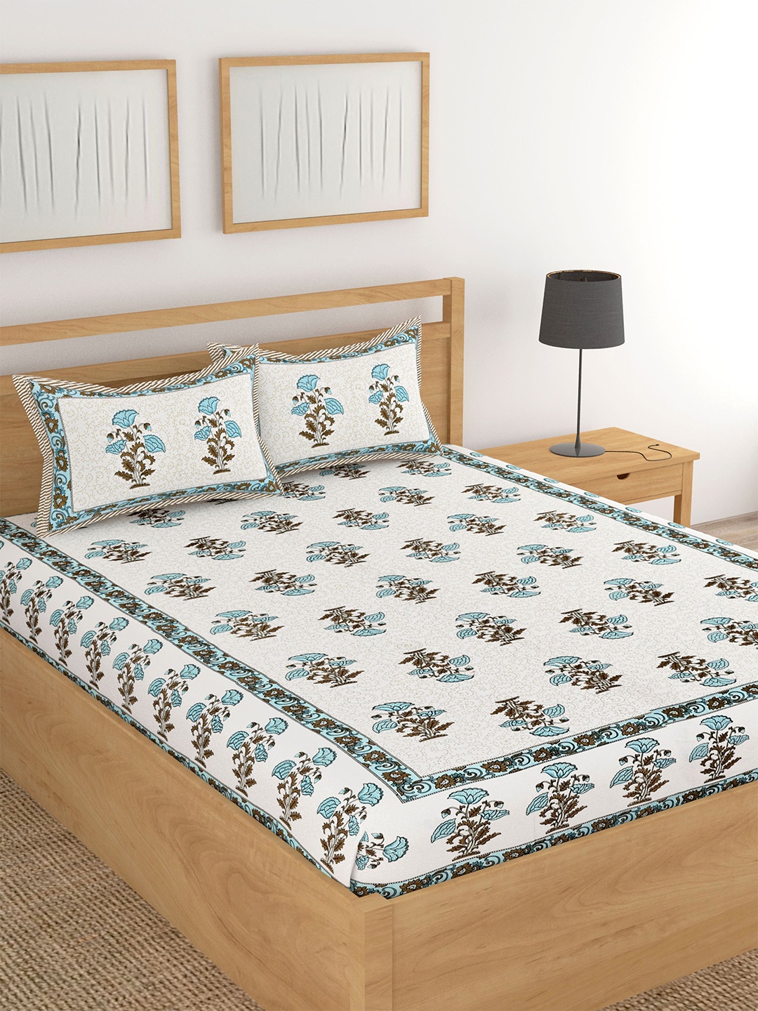 Lali Prints White & Green Ethnic Motifs Cotton 180 TC King Bedsheet with 2 Pillow Covers
Lali Prints White & Green Ethnic Motifs Cotton 180 TC King Bedsheet with 2 Pillow Covers