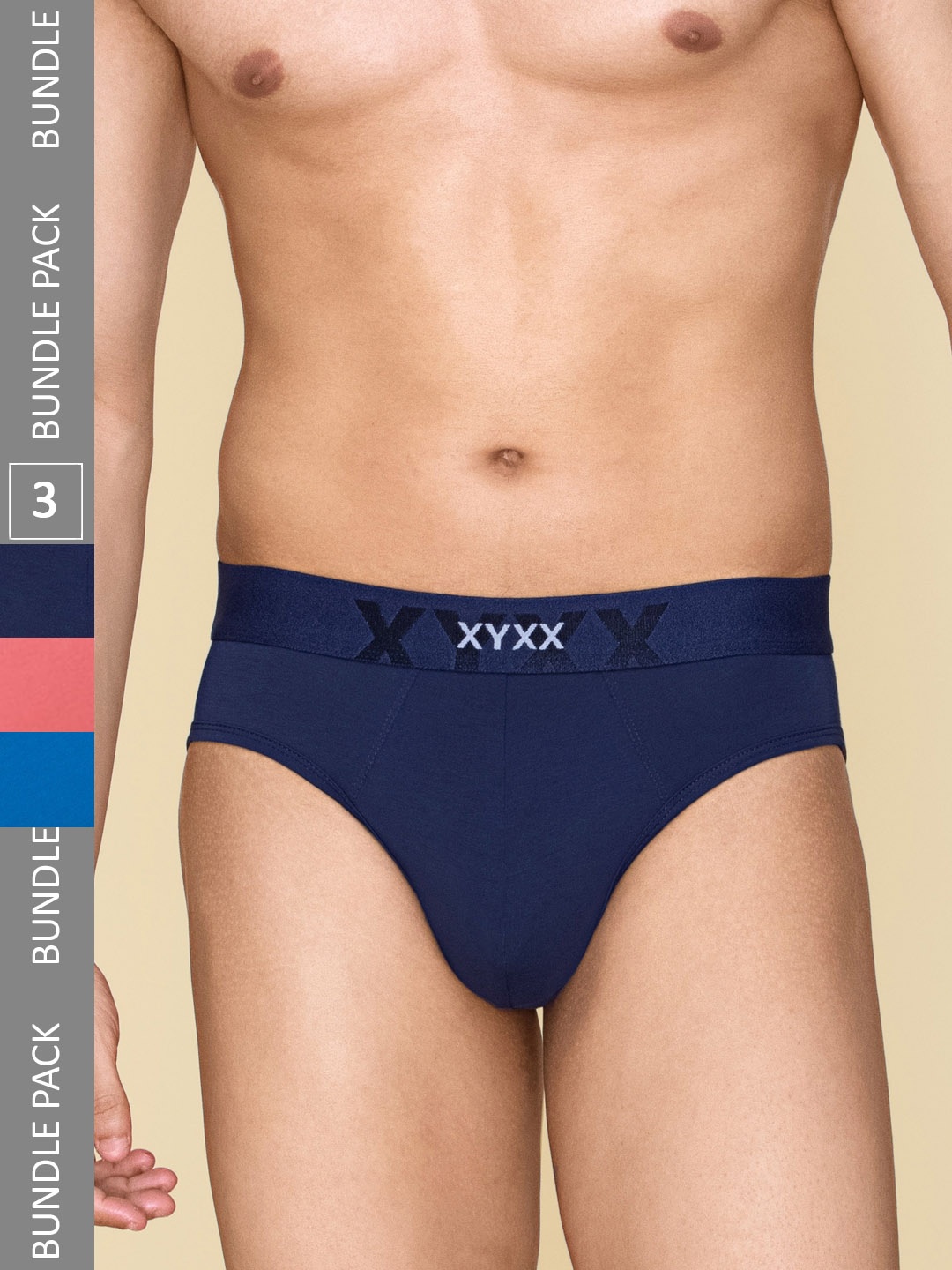 XYXX Pack Of 3 Mid-Rise Cotton Anti Microbial Basic Briefs XYBRF3PCKN840, Navy blue
XYXX Pack Of 3 Mid-Rise Cotton Anti Microbial Basic Briefs XYBRF3PCKN840, Navy blue