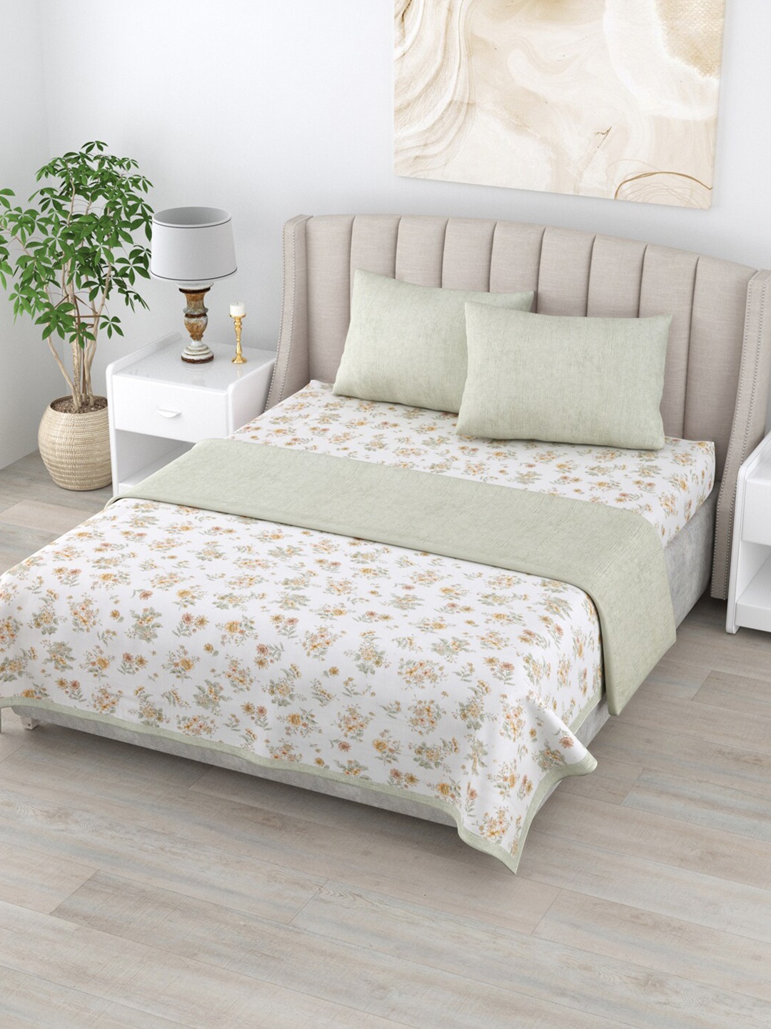 Home Fresh Rosemary Green & White Printed AC Room 210 GSM Pure Cotton Double Bed Dohar Set
Home Fresh Rosemary Green & White Printed AC Room 210 GSM Pure Cotton Double Bed Dohar Set