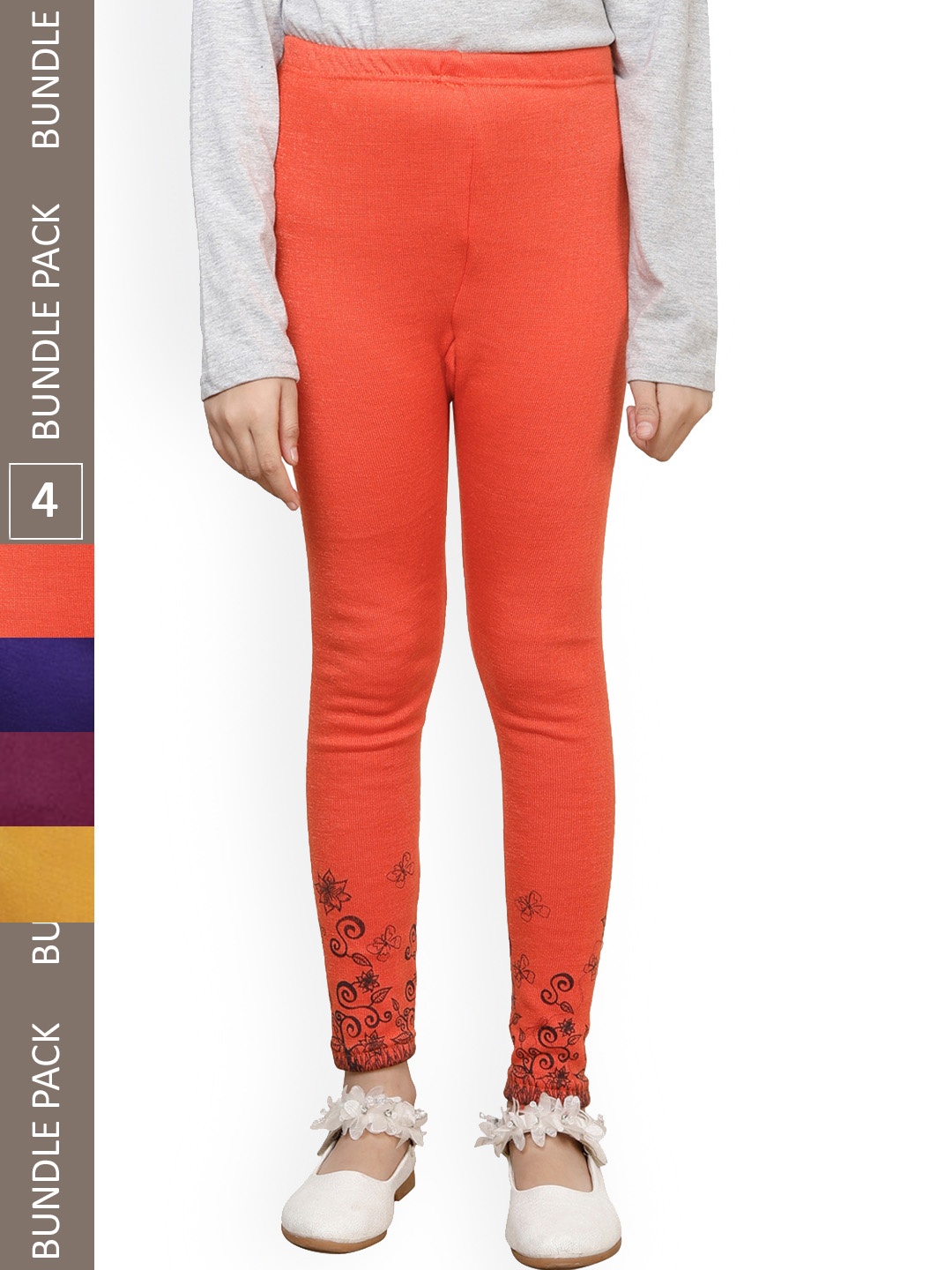 IndiWeaves Girls Pack Of 4 Bottom Printed Warm Woolen Ankle Length Leggings, Orange
IndiWeaves Girls Pack Of 4 Bottom Printed Warm Woolen Ankle Length Leggings, Orange