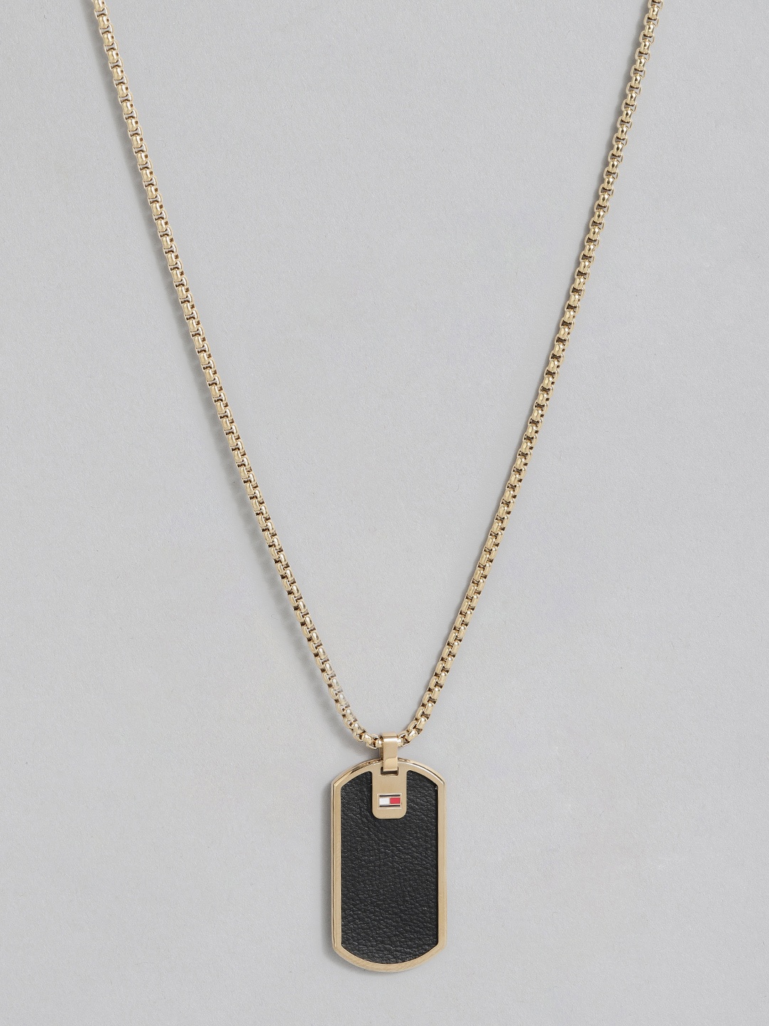 Tommy Hilfiger Men Gold-Plated Stainless Steel Geometric Leather Pendant with Chain
Tommy Hilfiger Men Gold-Plated Stainless Steel Geometric Leather Pendant with Chain