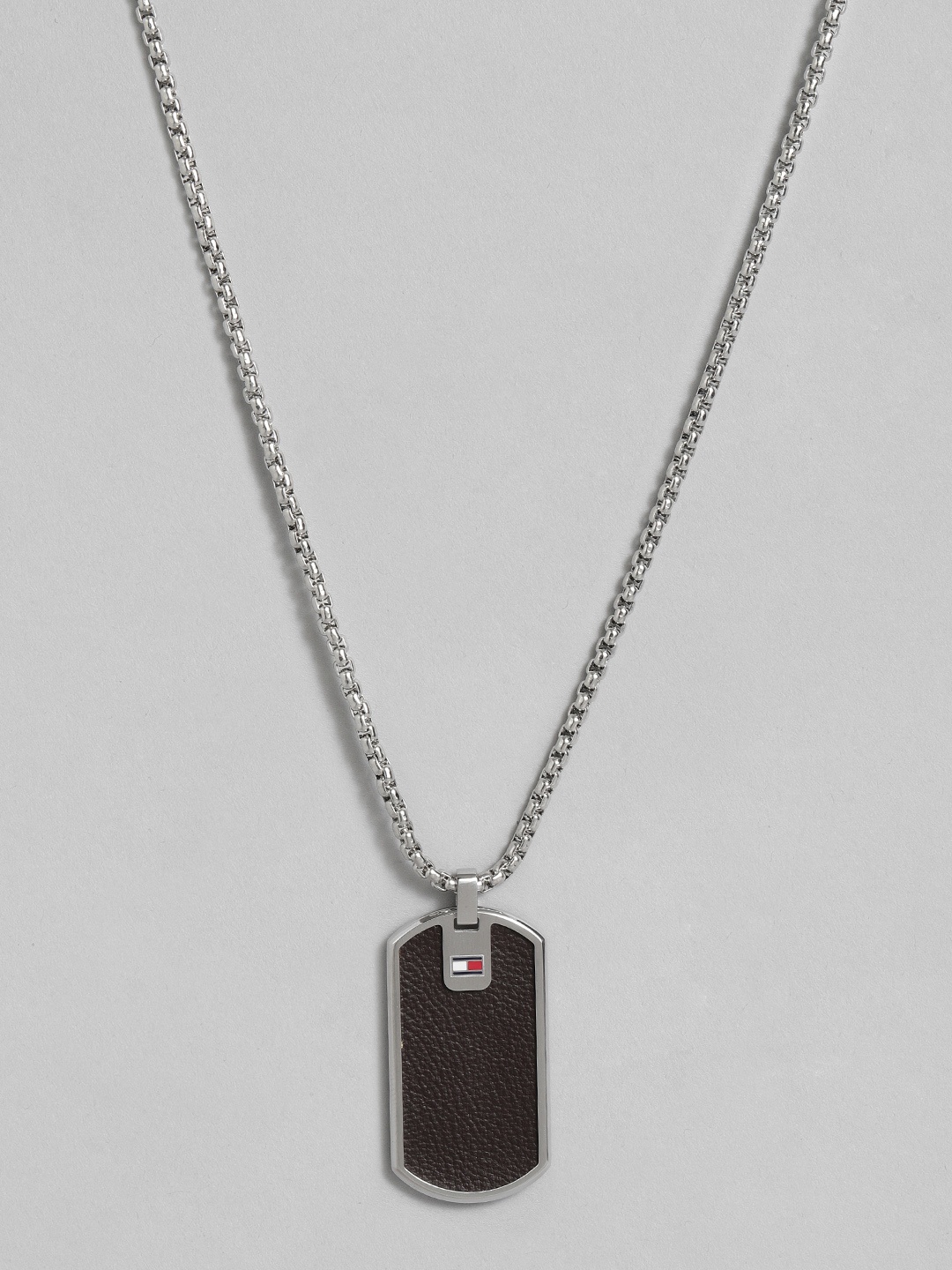 Tommy Hilfiger Men Silver-Plated Stainless Steel Geometric Leather Pendant with Chain
Tommy Hilfiger Men Silver-Plated Stainless Steel Geometric Leather Pendant with Chain