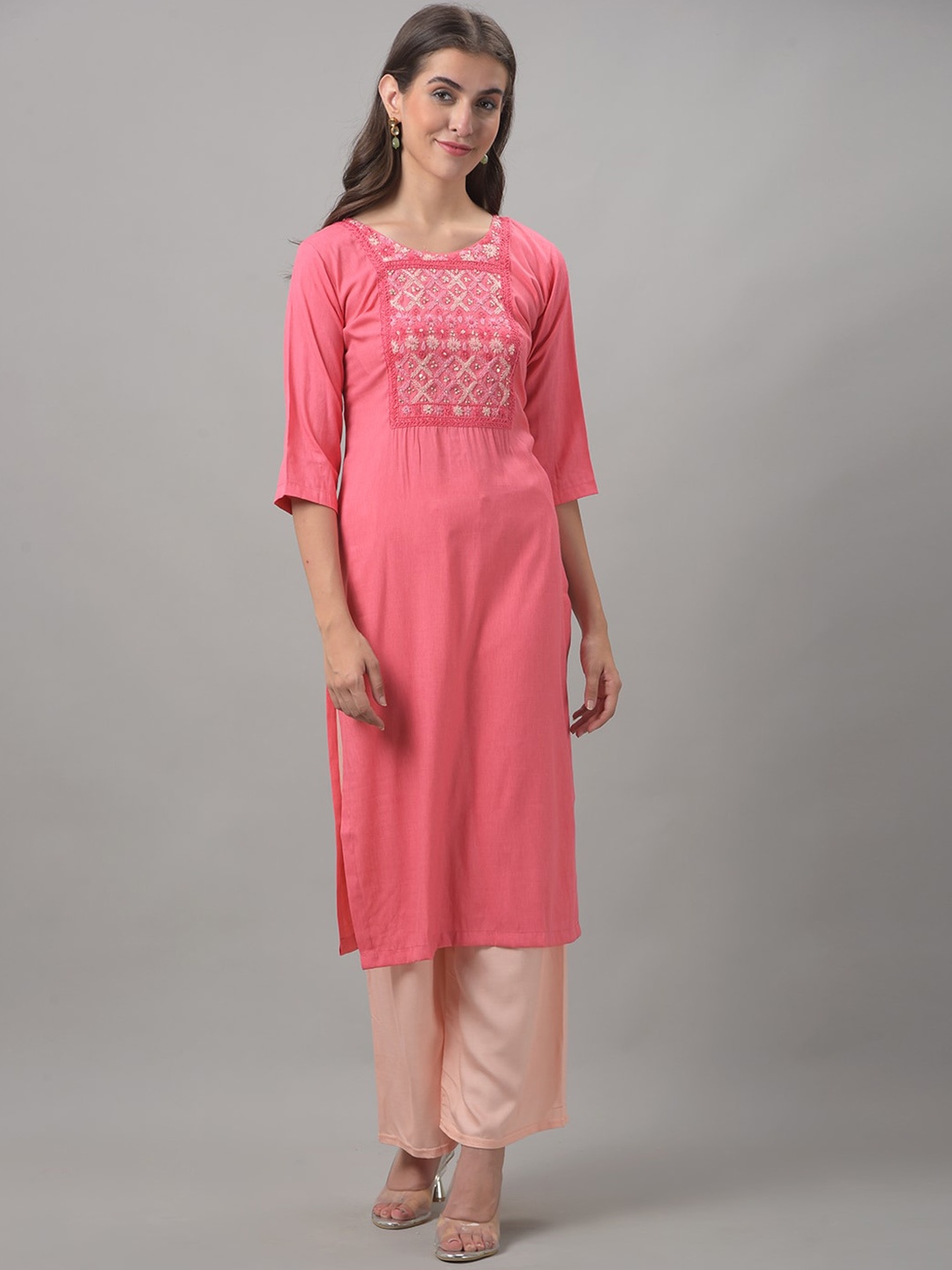 Dollar Missy Round Neck Ethnic Motif Embroidered Yoke Design Thread Work Cotton Kurta, Pink
Dollar Missy Round Neck Ethnic Motif Embroidered Yoke Design Thread Work Cotton Kurta, Pink