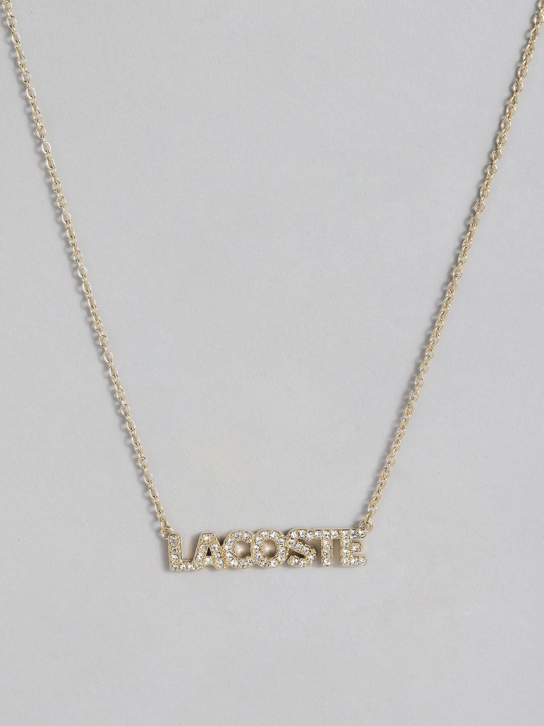 Lacoste Women Script Stainless Steel Artificial Stones Studded Brand Logo Pendant Necklace, Gold
Lacoste Women Script Stainless Steel Artificial Stones Studded Brand Logo Pendant Necklace, Gold