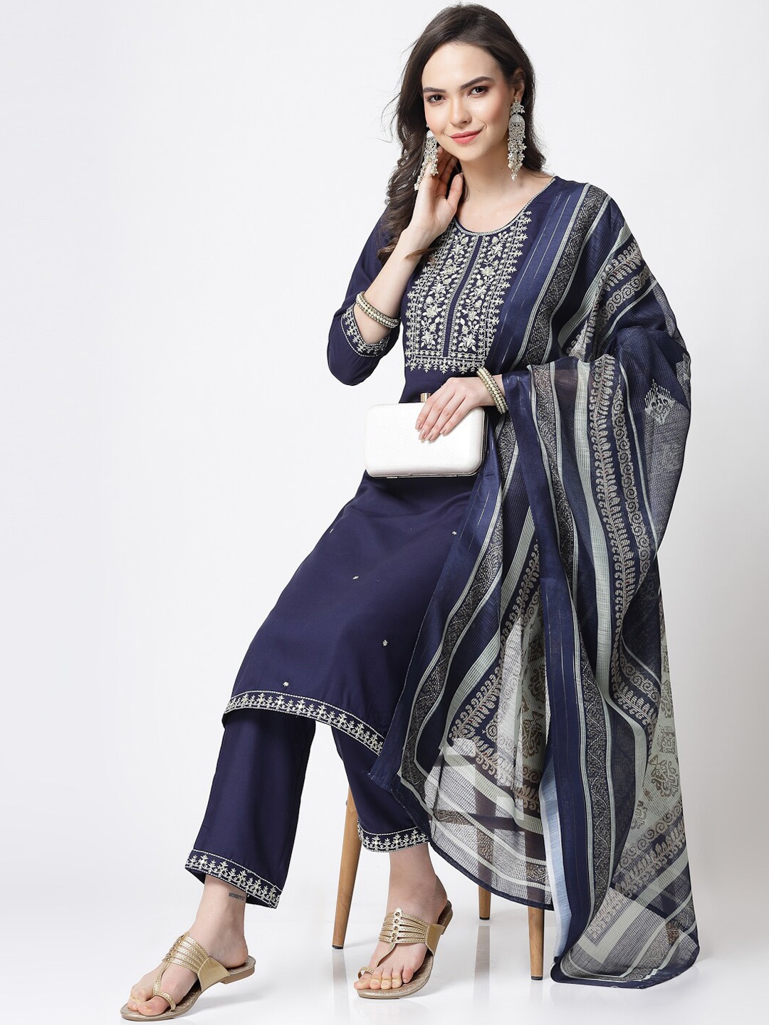YELLOW CLOUD Ethnic Motifs Embroidered Thread Work Kurta with Trousers & With Dupatta, Blue
YELLOW CLOUD Ethnic Motifs Embroidered Thread Work Kurta with Trousers & With Dupatta, Blue