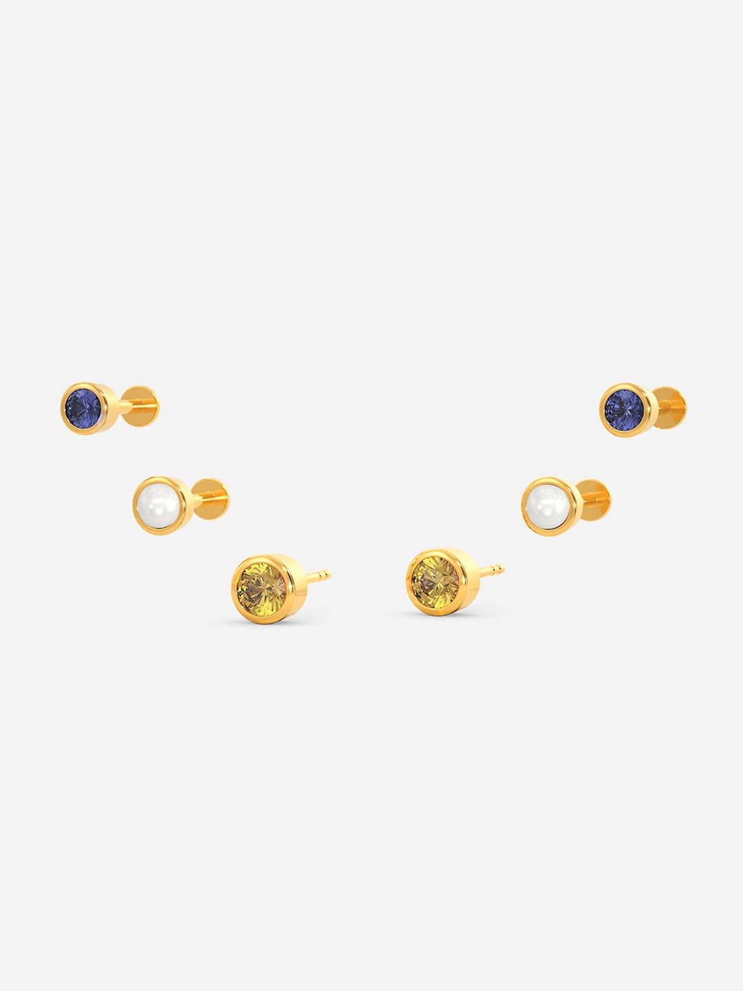MELORRA Wanna Break Free Set of 3 18KT Gold Gemstone Stud Earrings - 4.38gm, Yellow
MELORRA Wanna Break Free Set of 3 18KT Gold Gemstone Stud Earrings - 4.38gm, Yellow
