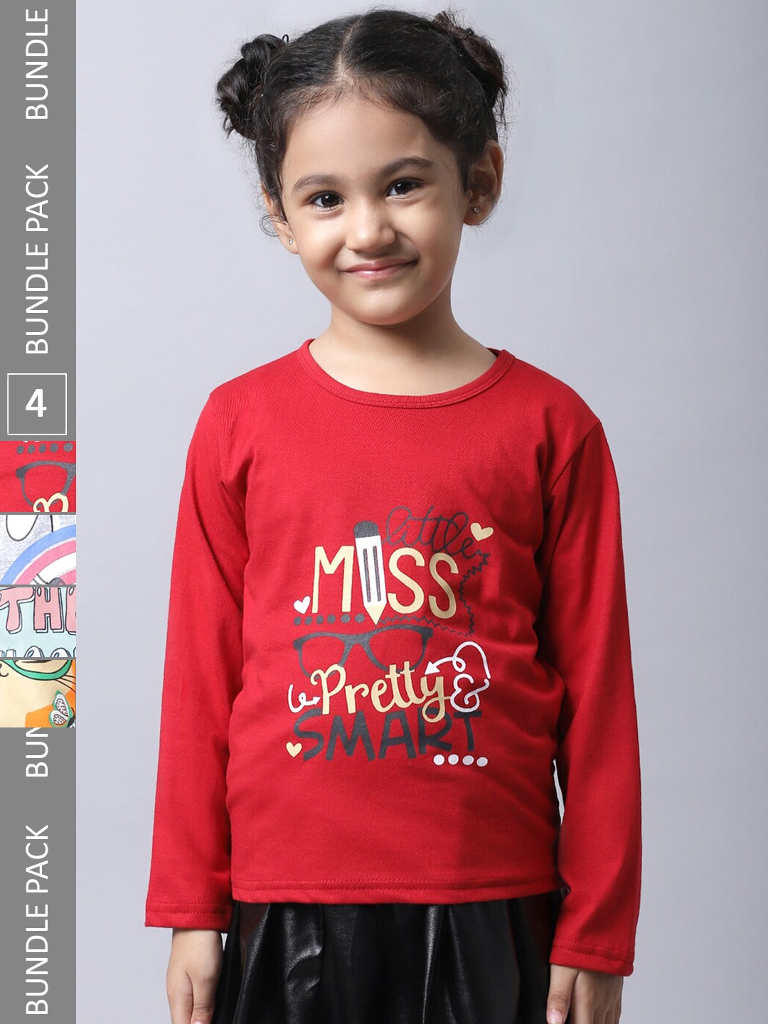BAESD Girls Pack Of 4 Typography Printed Round Neck Cotton Regular Fit Casual T-Shirt, Red
BAESD Girls Pack Of 4 Typography Printed Round Neck Cotton Regular Fit Casual T-Shirt, Red