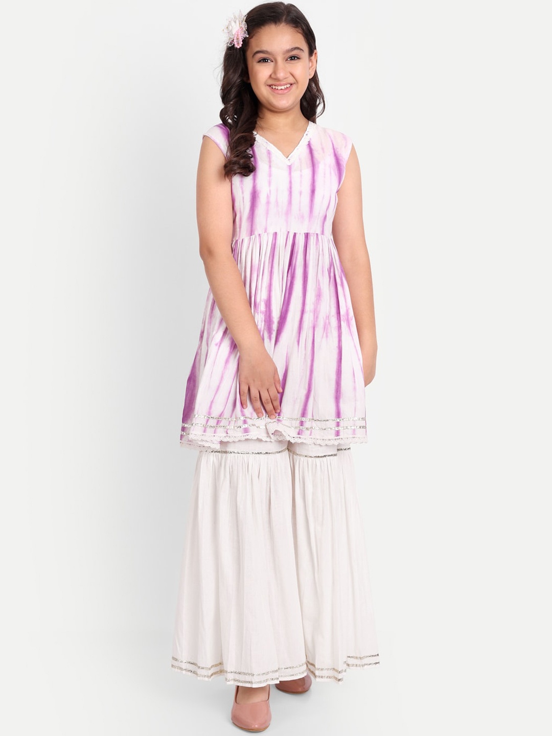 Modish Couture Girls Dyed Regular Gotta Patti Pure Cotton A-Line Kurta With Sharara, Purple
Modish Couture Girls Dyed Regular Gotta Patti Pure Cotton A-Line Kurta With Sharara, Purple