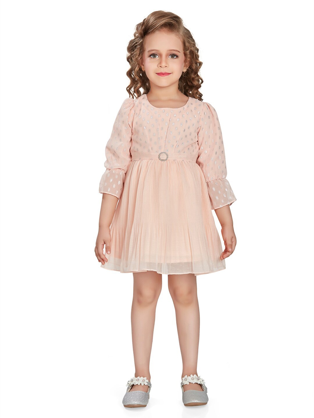 Peppermint Girls Geometric Woven Design Puff Sleeves Gathered Fit & Flare Dress, Peach
Peppermint Girls Geometric Woven Design Puff Sleeves Gathered Fit & Flare Dress, Peach