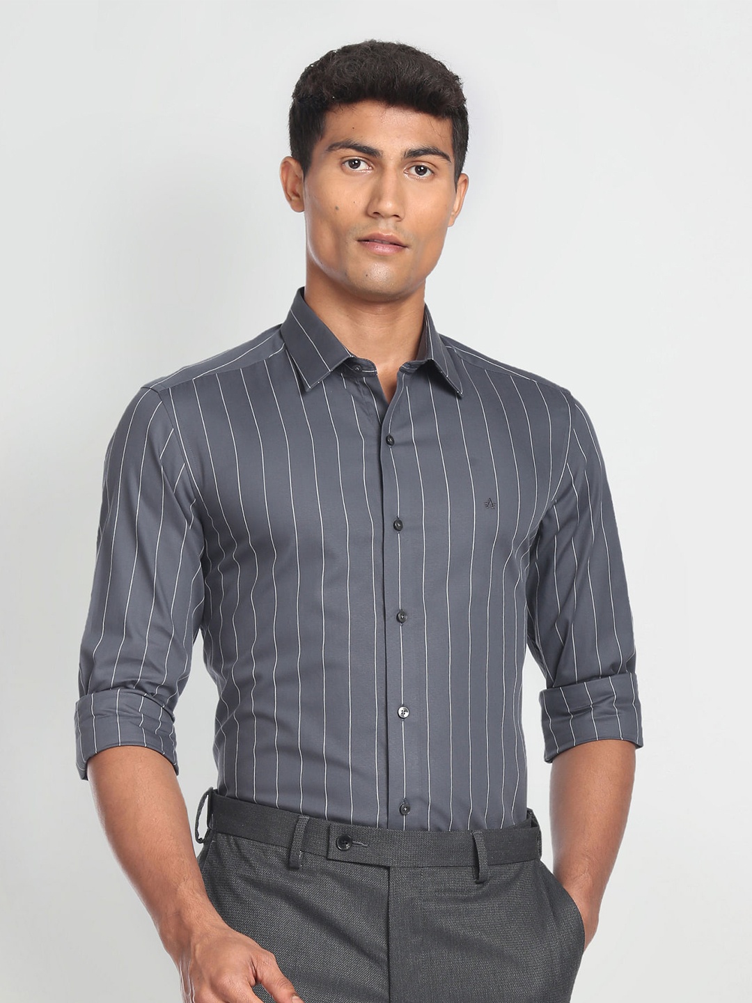 Arrow New York Slim Fit Opaque Striped Pure Cotton Formal Shirt, Grey
Arrow New York Slim Fit Opaque Striped Pure Cotton Formal Shirt, Grey