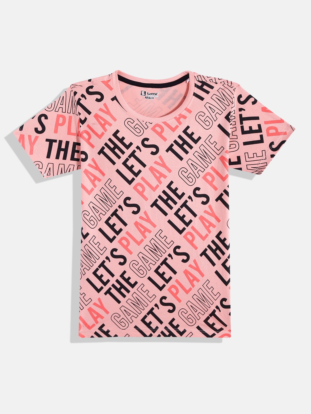 Eteenz Boys Premium Cotton Typography Printed T-shirt, Peach