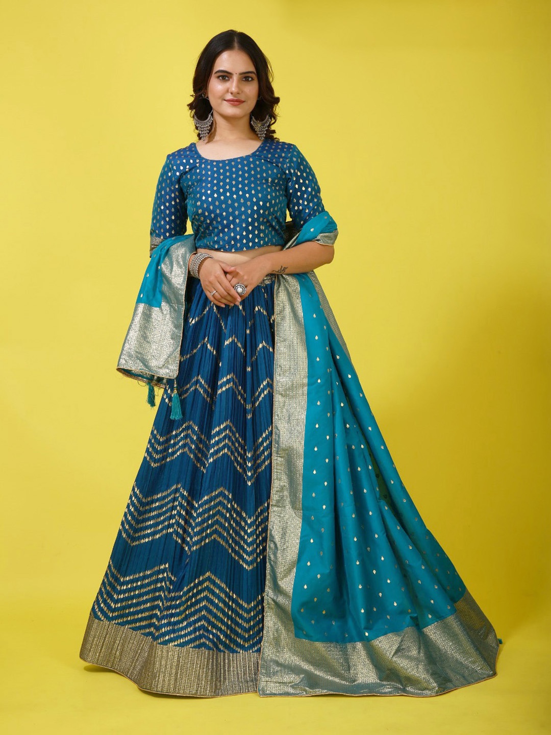 elora Ethnic Motifs Printed Semi-Stitched Lehenga & Unstitched Blouse With Dupatta, Blue
elora Ethnic Motifs Printed Semi-Stitched Lehenga & Unstitched Blouse With Dupatta, Blue