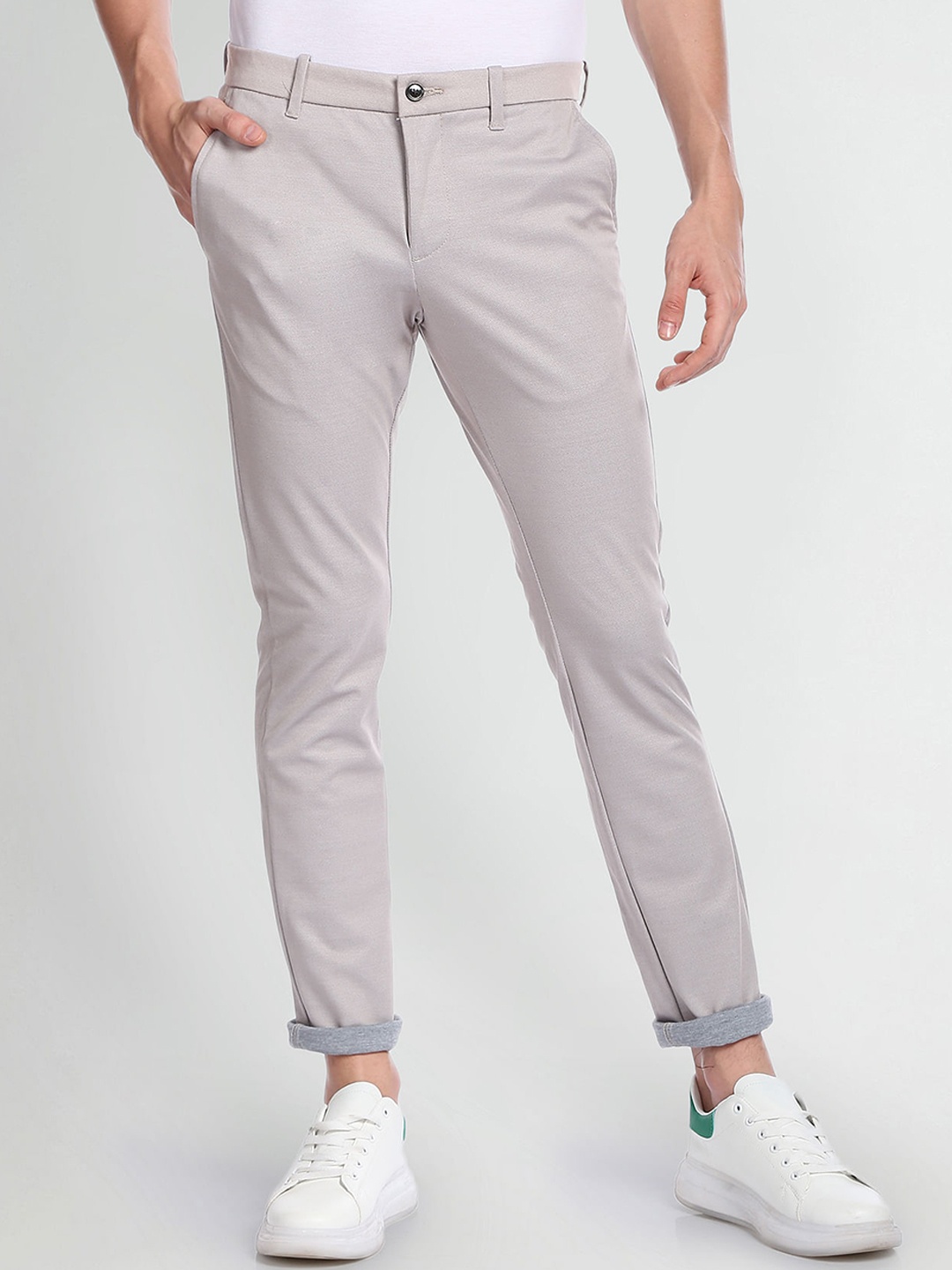 Arrow Men Slim Fit Chinos Trousers, Beige