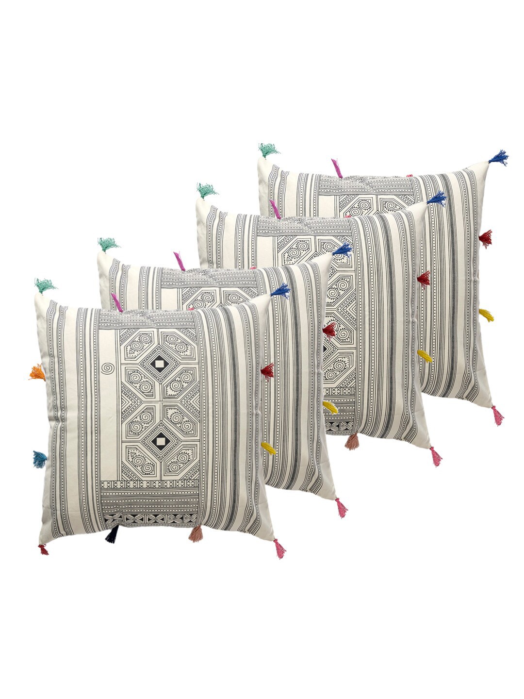Contrast Living Off White & Black 4 Pieces Geometric Printed Cotton Square Cushion Covers
Contrast Living Off White & Black 4 Pieces Geometric Printed Cotton Square Cushion Covers