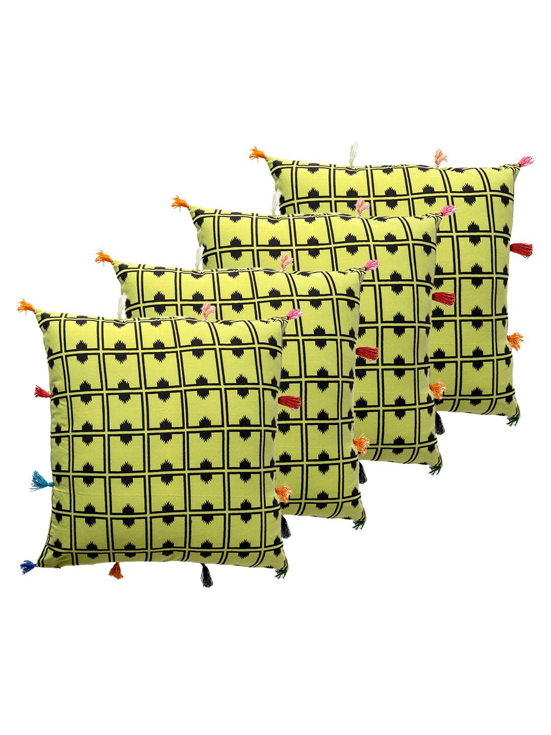 Contrast Living Yellow & Black 4 Pieces Geometric Printed Cotton Square Cushion Covers
Contrast Living Yellow & Black 4 Pieces Geometric Printed Cotton Square Cushion Covers