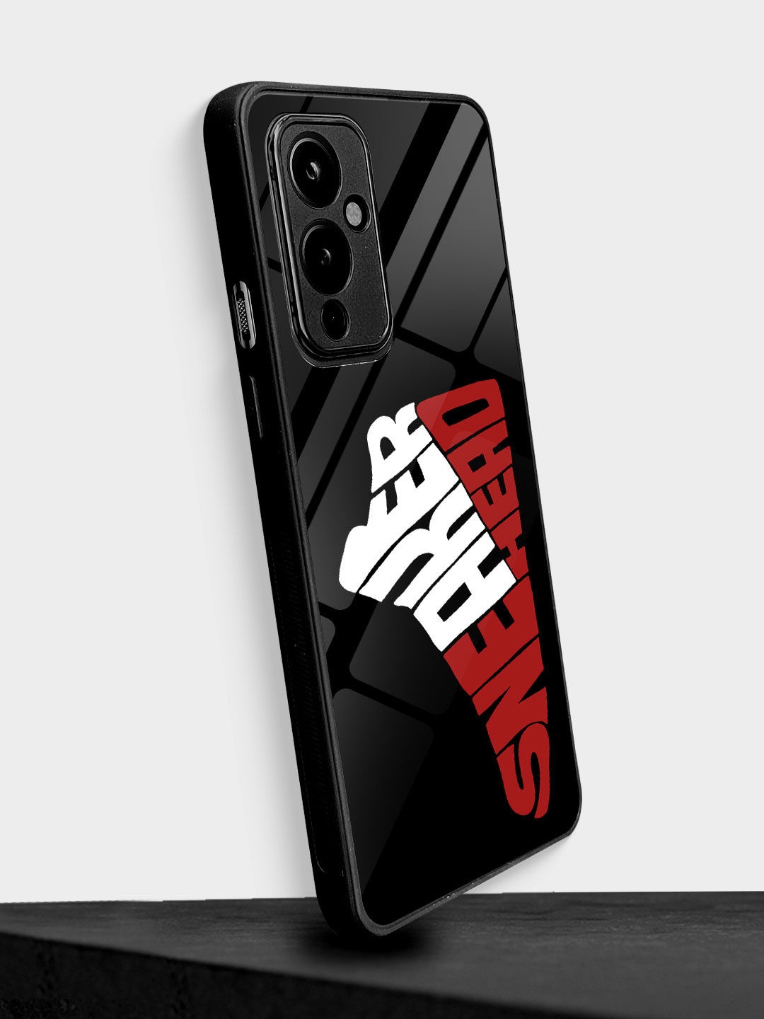 macmerise Sneakerhead Printed OnePlus 9 Glass Back Case, Black