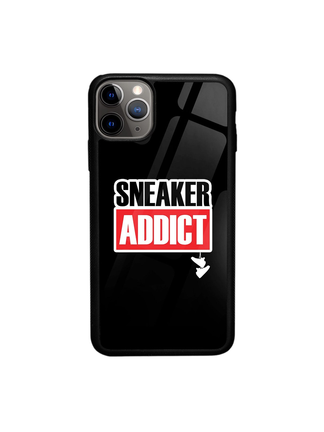 macmerise Typography Printed Glass iPhone 11 Pro Max Back Case, Black