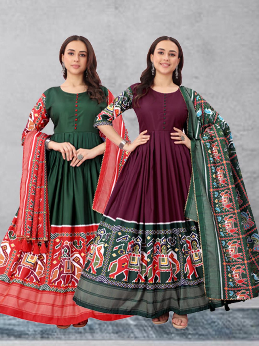 N N ENTERPRISE A Selection of 2 Ethnic Motif Printed Pleated Anarkali Kurta With Dupatta, Green
N N ENTERPRISE A Selection of 2 Ethnic Motif Printed Pleated Anarkali Kurta With Dupatta, Green