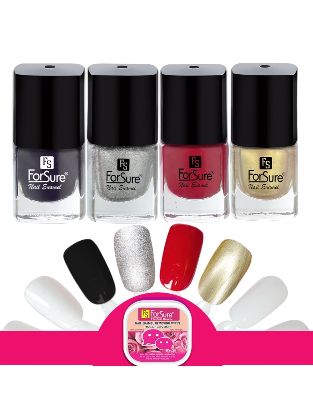 ForSure Trendy Quick Dry Set of 4 Nail Paints - 5ml Each - 104 - 105 - 106 - 118, Multi
ForSure Trendy Quick Dry Set of 4 Nail Paints - 5ml Each - 104 - 105 - 106 - 118, Multi
