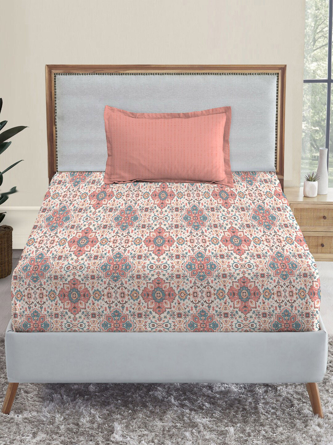 MYTRIDENT Dusk and Dawn Pink Ethnic Motifs Cotton 144 TC Single Bedsheet with 1 Pillow Cover
MYTRIDENT Dusk and Dawn Pink Ethnic Motifs Cotton 144 TC Single Bedsheet with 1 Pillow Cover