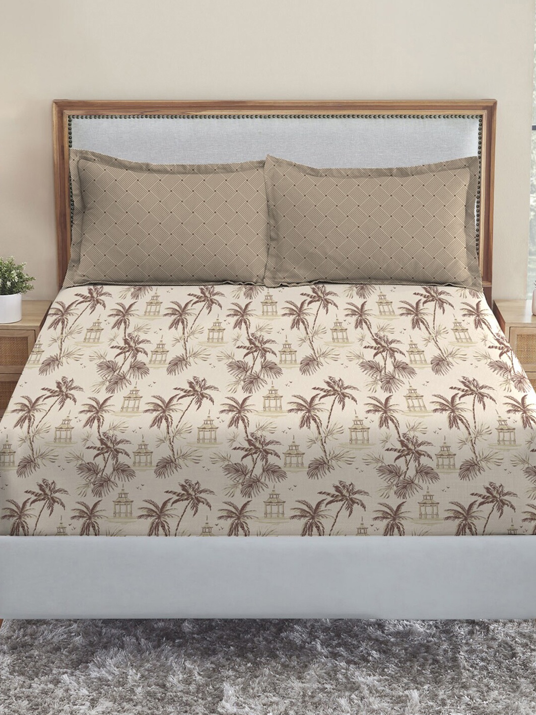 MYTRIDENT Dusk and Dawn Beige Brown Cotton 144 TC Queen Bedsheet with 2 Pillow Covers
MYTRIDENT Dusk and Dawn Beige Brown Cotton 144 TC Queen Bedsheet with 2 Pillow Covers