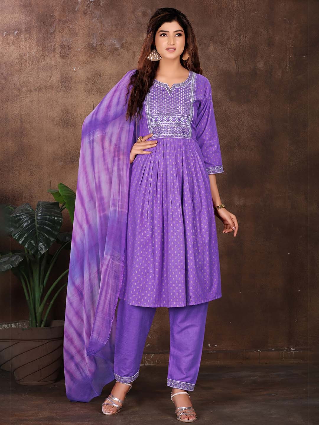 KALINI Ethnic Motifs Printed Empire Thread Work Kurta with Trousers & With Dupatta, Purple
KALINI Ethnic Motifs Printed Empire Thread Work Kurta with Trousers & With Dupatta, Purple