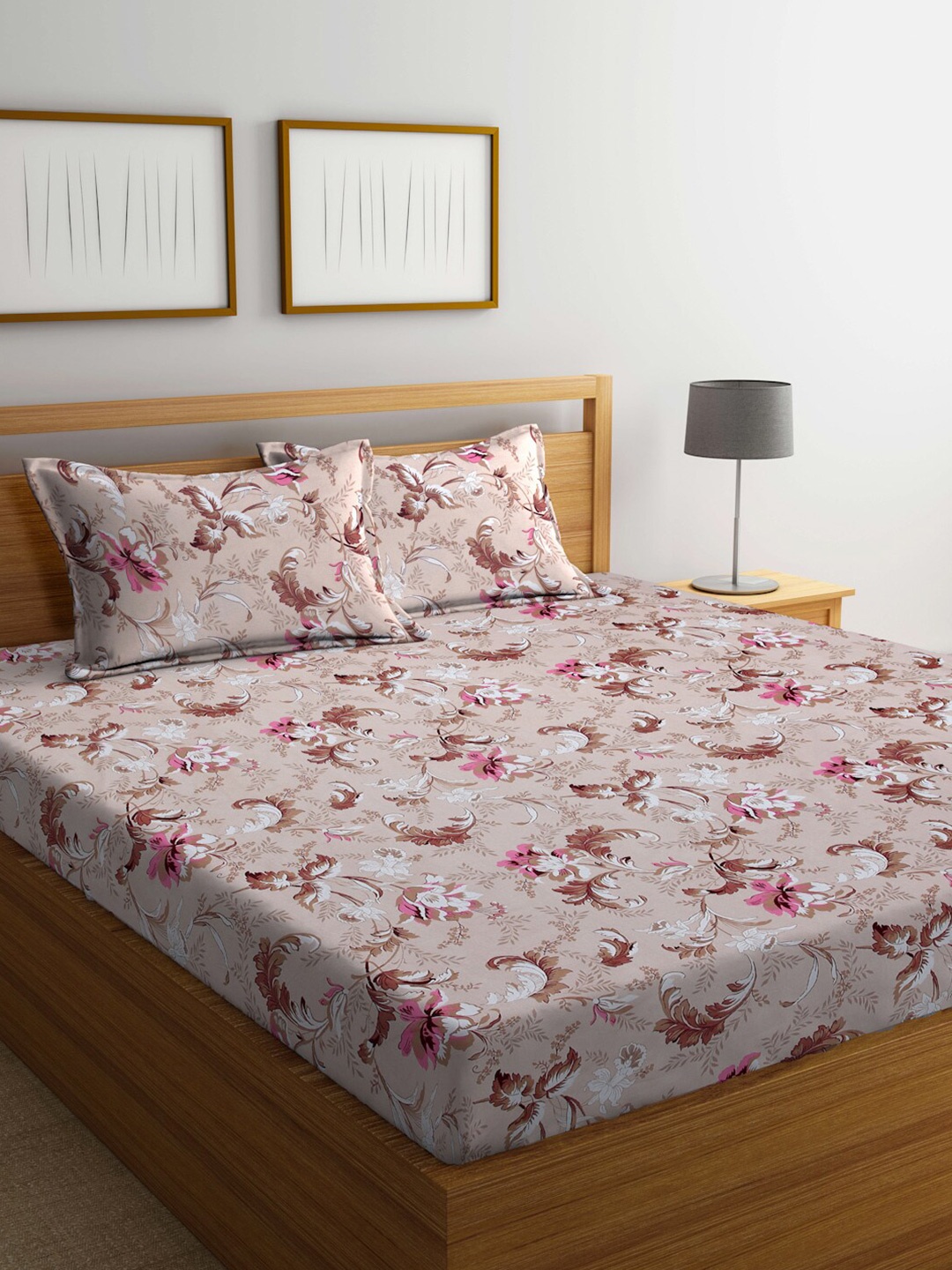 BOMBAY DYEING Brown & White Printed Cotton 120 TC Queen Bedsheet with 2 Pillow Covers
BOMBAY DYEING Brown & White Printed Cotton 120 TC Queen Bedsheet with 2 Pillow Covers