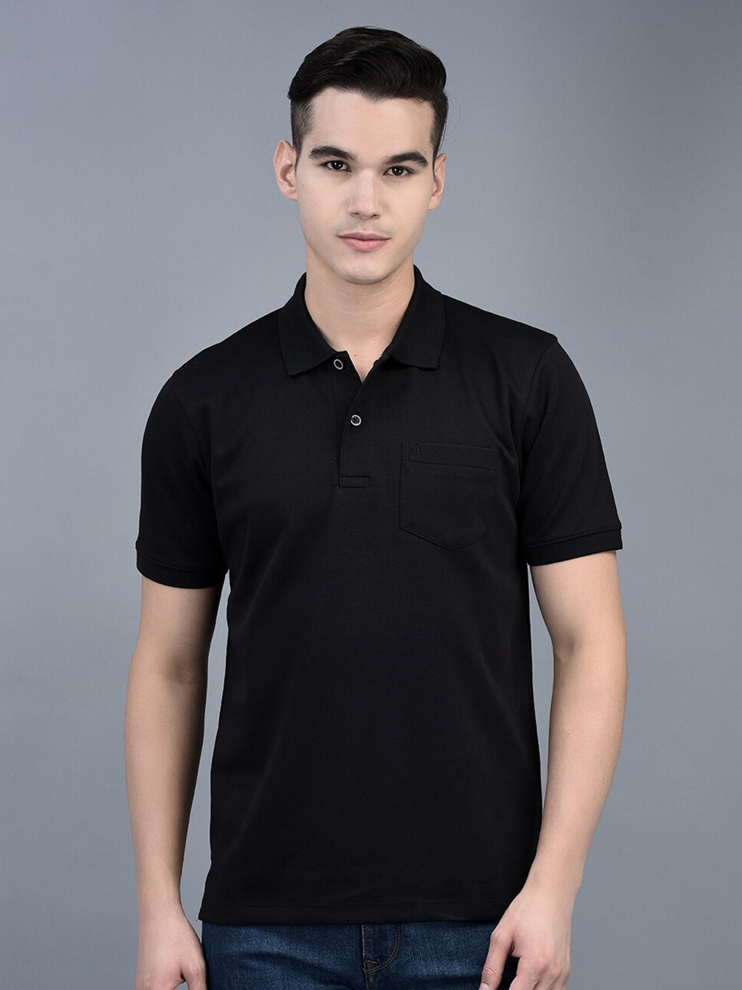 CANOE Polo Collar Short Sleeves Cotton T-shirt, Black 
CANOE Polo Collar Short Sleeves Cotton T-shirt, Black