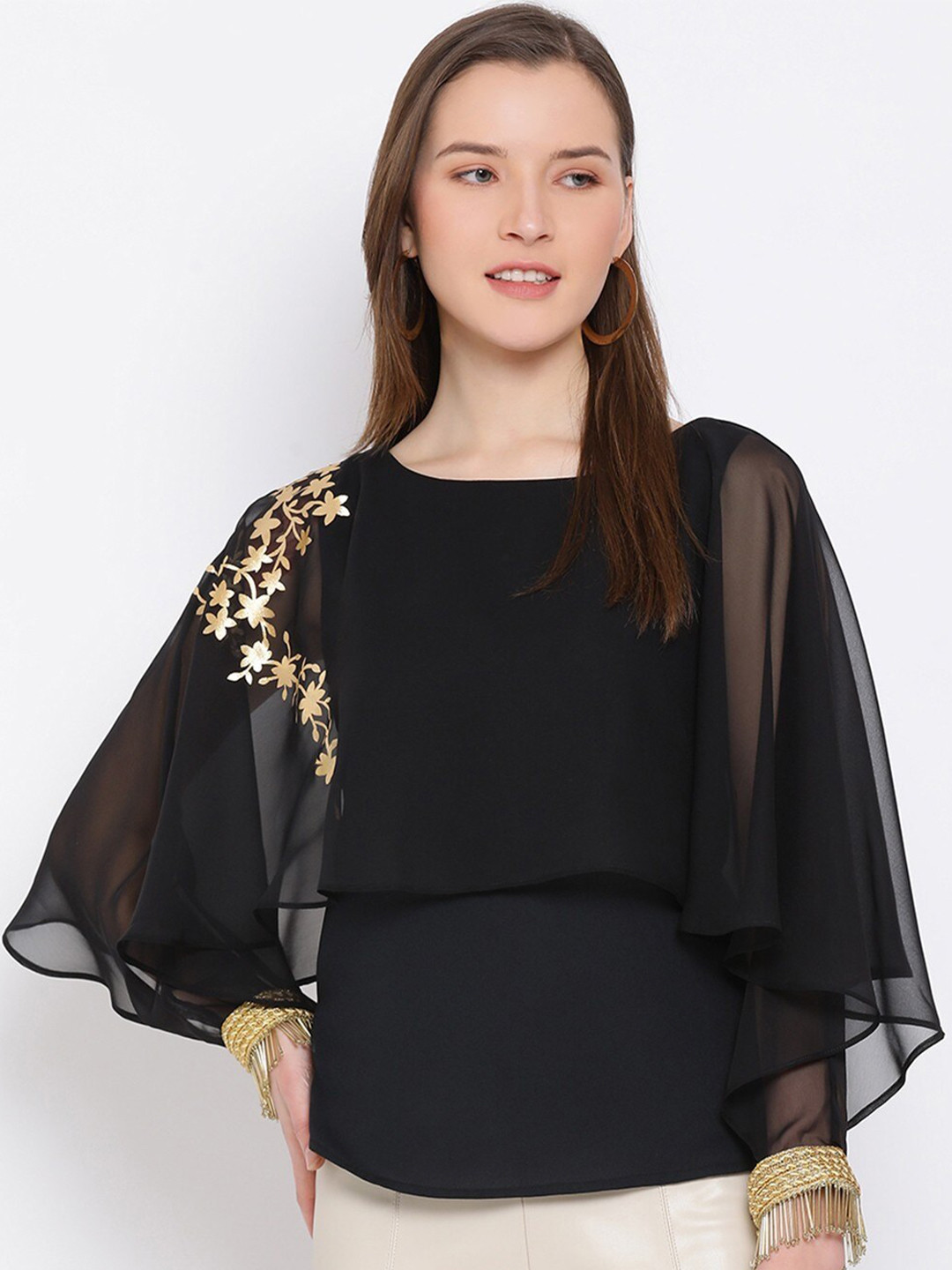 BAESD Boat Neck Cape Sleeves Top, Black
BAESD Boat Neck Cape Sleeves Top, Black