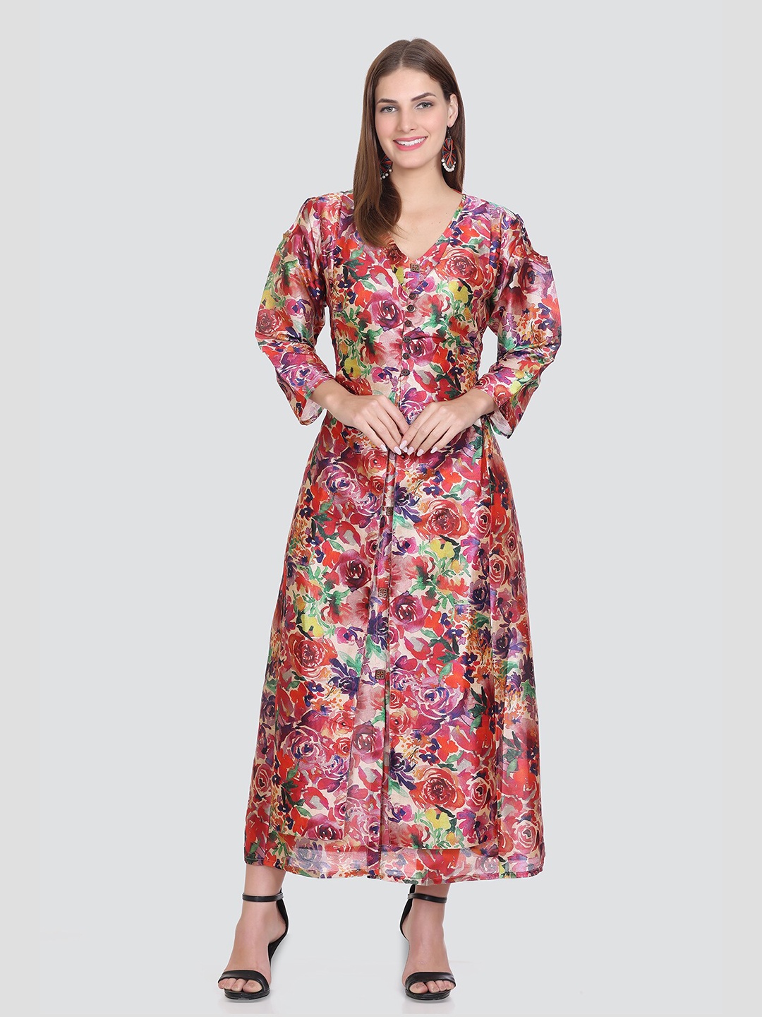 Elthia Floral Printed V-Neck Cold-Shoulder Sleeves Layered Silk Fit & Flare Midi Dress, Beige
Elthia Floral Printed V-Neck Cold-Shoulder Sleeves Layered Silk Fit & Flare Midi Dress, Beige