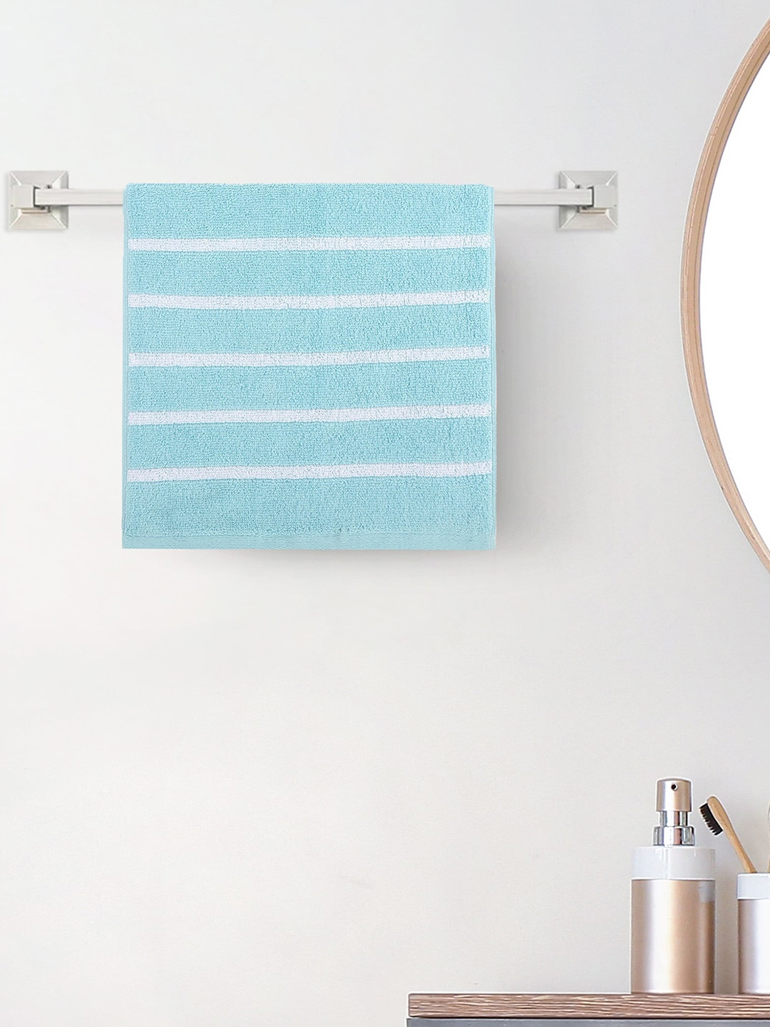 Home Centre Cotton Striped Hand Towel, Blue