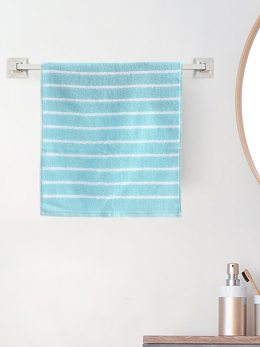 Home Centre Colour Refresh Essence Blue & White 150GSM Cotton Hand Towel