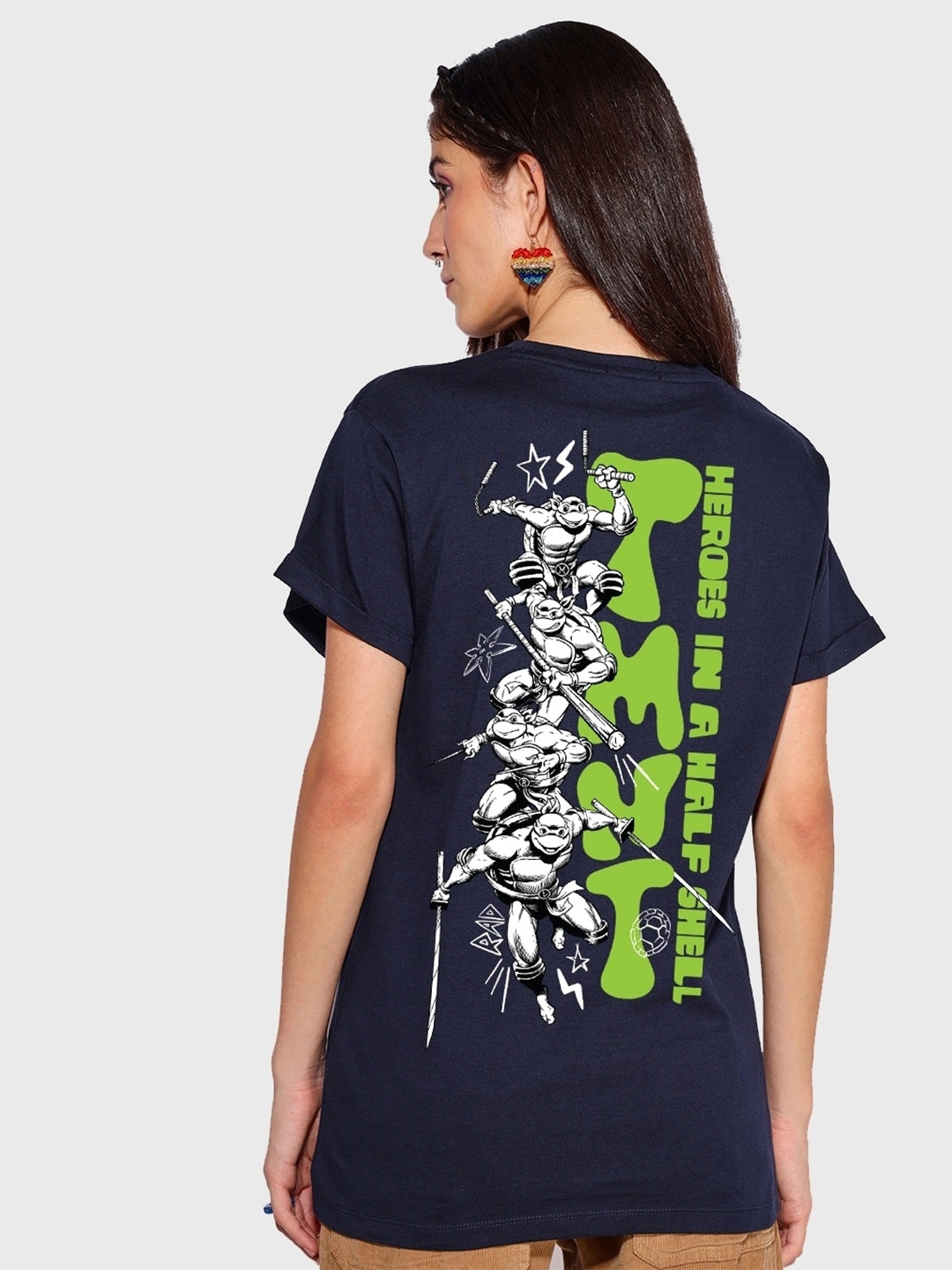 Bewakoof Blue Mutant Ninja Turtles Printed Round Neck Pure Cotton Oversized T-shirt
Bewakoof Blue Mutant Ninja Turtles Printed Round Neck Pure Cotton Oversized T-shirt