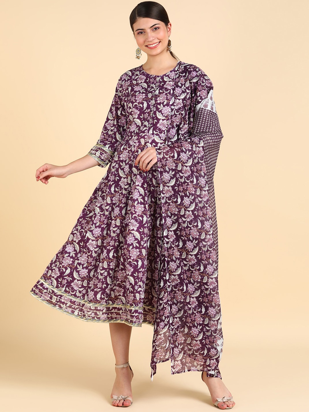 Maaesa Floral Printed Pure Voile Fit & Flare Ethnic Dress Comes With Dupatta, Purple
Maaesa Floral Printed Pure Voile Fit & Flare Ethnic Dress Comes With Dupatta, Purple