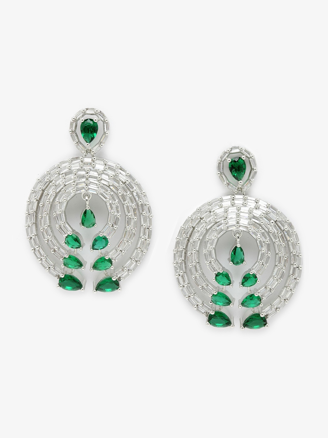 DressBerry Silver-Toned & Green Rhodium-Plated American Diamond Contemporary Drop Earrings
DressBerry Silver-Toned & Green Rhodium-Plated American Diamond Contemporary Drop Earrings