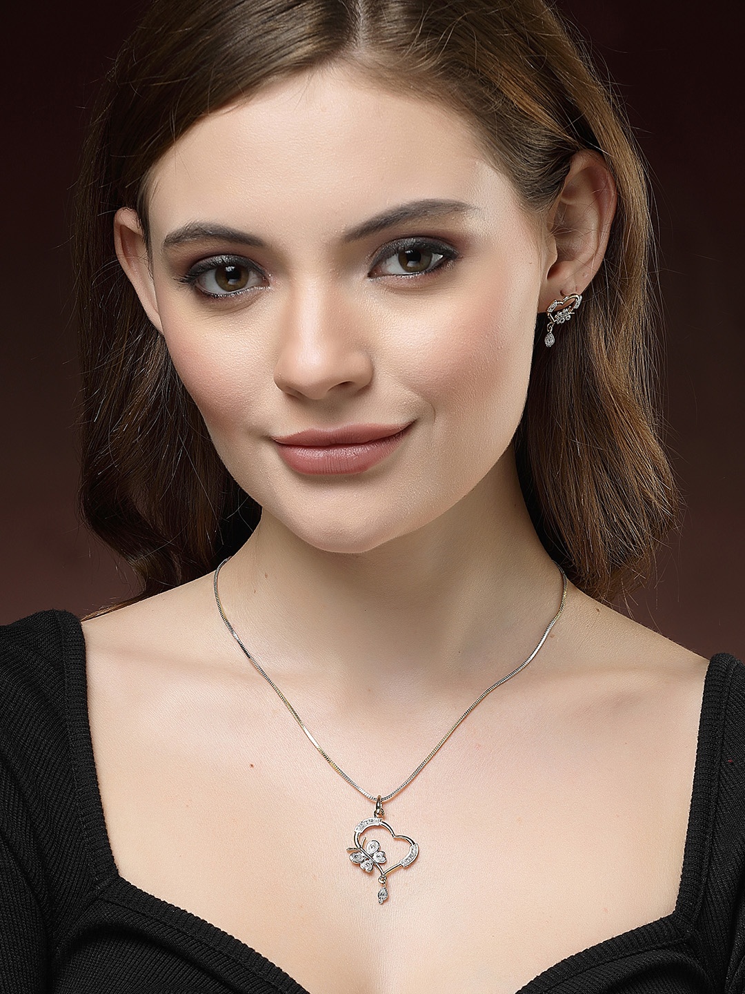 DressBerry Set Of 3 Gold-Plated CZ-Studded Heart Shaped Pendant With Chain & Earrings
DressBerry Set Of 3 Gold-Plated CZ-Studded Heart Shaped Pendant With Chain & Earrings