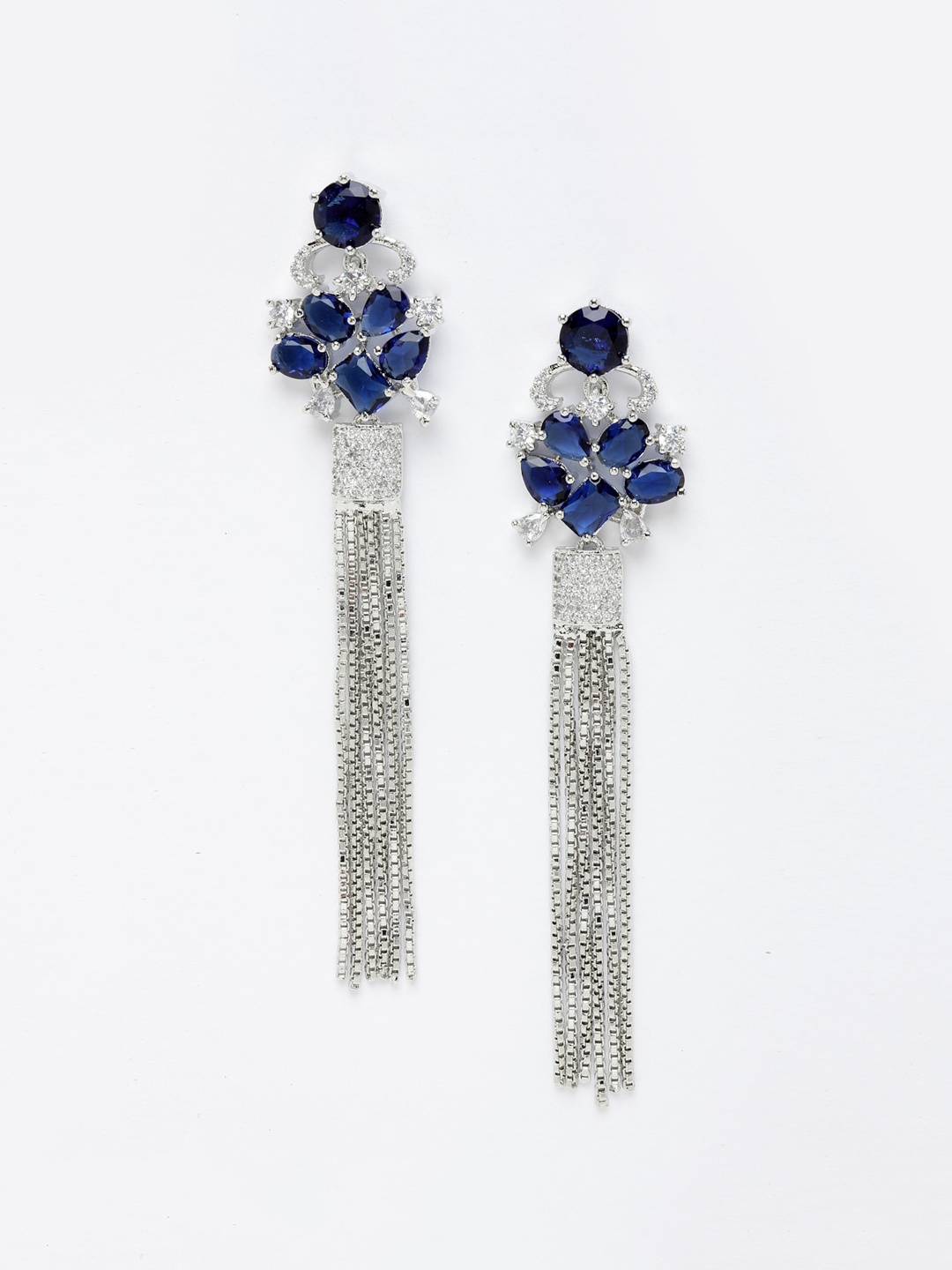 DressBerry Rhodium-Plated Tasselled American Diamond-Studded Contemporary Drop Earrings, Silver
DressBerry Rhodium-Plated Tasselled American Diamond-Studded Contemporary Drop Earrings, Silver