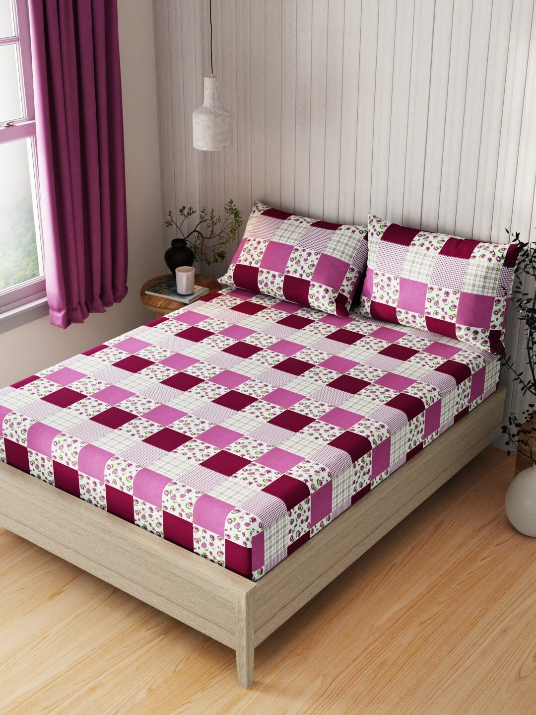 KOPA Lopez Purple & White Geometric Cotton 120 TC Queen Bedsheet With 2 Pillow Covers
KOPA Lopez Purple & White Geometric Cotton 120 TC Queen Bedsheet With 2 Pillow Covers