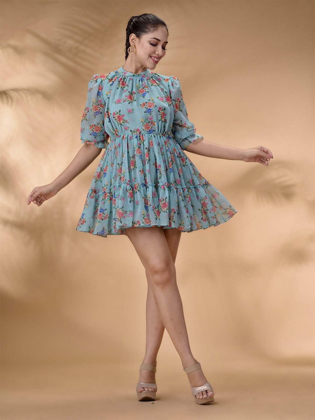 Disli Floral Printed Puff Sleeves Gathered Detailed Georgette Fit & Flare Dress, Blue
Disli Floral Printed Puff Sleeves Gathered Detailed Georgette Fit & Flare Dress, Blue