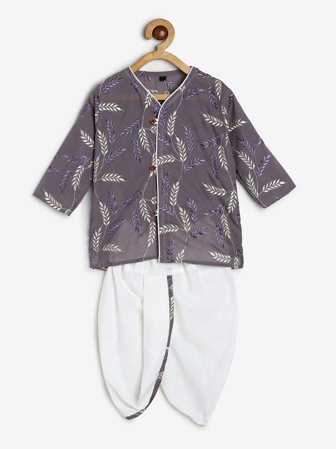 CHAYIM Boys Ethnic Motifs Embroidered Regular Thread Work Kurta With Dhoti Pants, Grey
CHAYIM Boys Ethnic Motifs Embroidered Regular Thread Work Kurta With Dhoti Pants, Grey