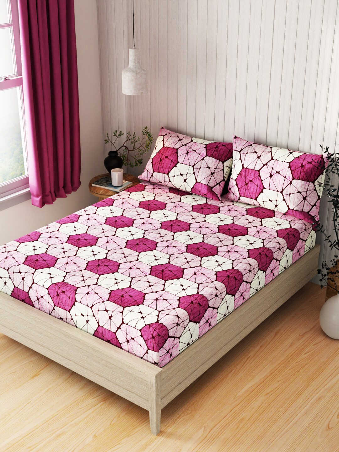 BIANCA Lopez Purple & White Printed 120 TC Cotton Queen Bedsheet With 2 Pillow Covers
BIANCA Lopez Purple & White Printed 120 TC Cotton Queen Bedsheet With 2 Pillow Covers