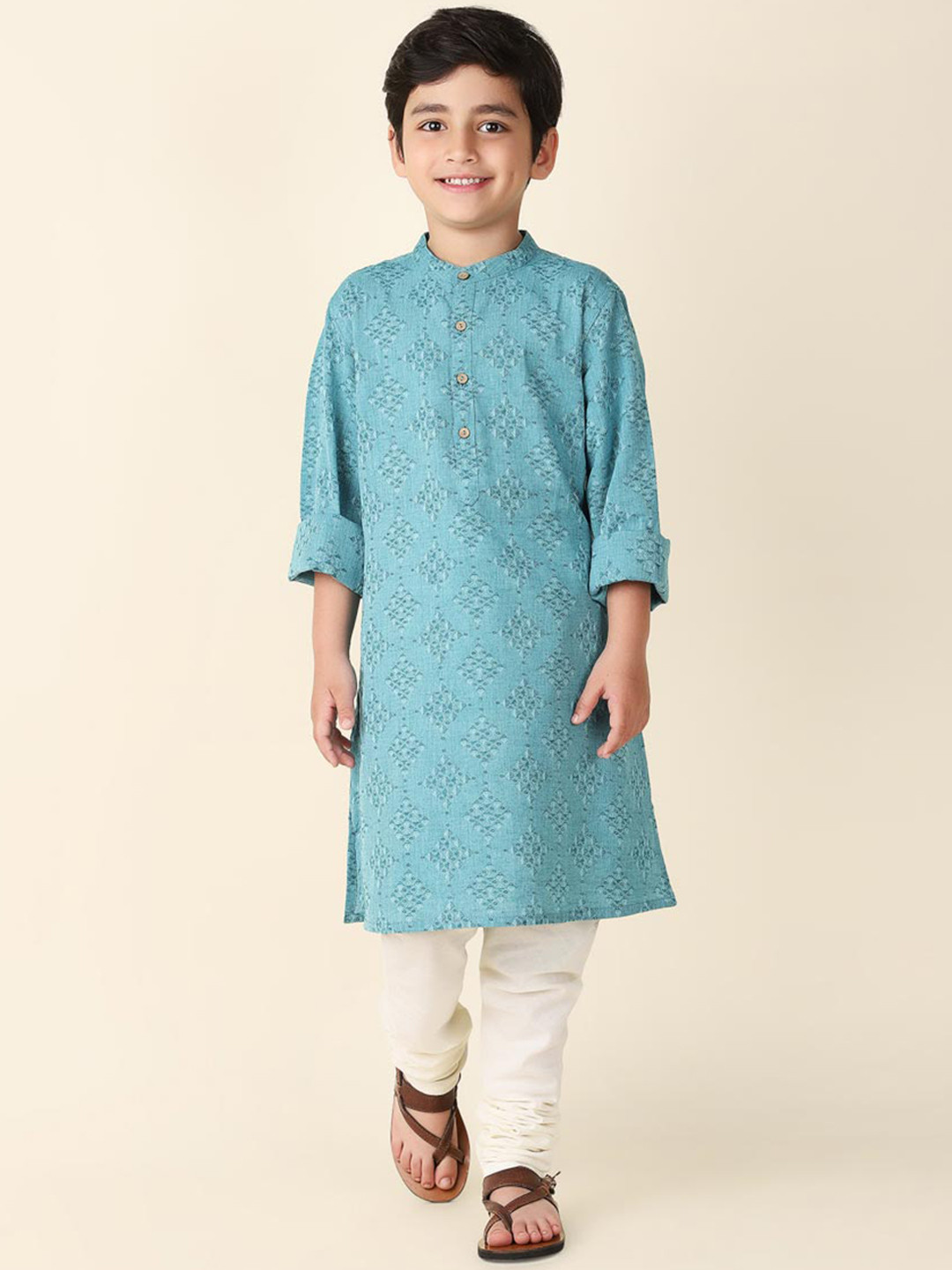 Fabindia Boys Geometric Printed Cotton Kurta, Blue 
Fabindia Boys Geometric Printed Cotton Kurta, Blue