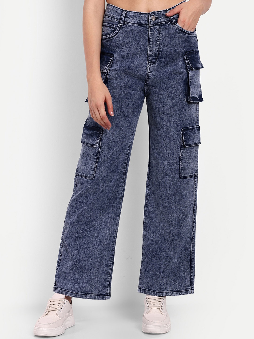 BROADSTAR Women Smart Wide Leg High-Rise Stretchable Cotton Regular Jeans, Navy blue
BROADSTAR Women Smart Wide Leg High-Rise Stretchable Cotton Regular Jeans, Navy blue