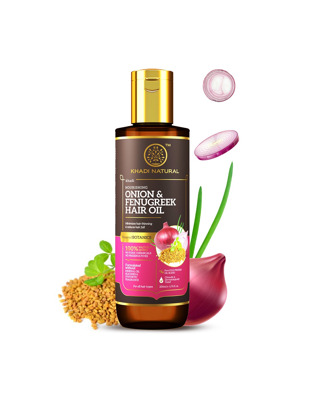 Khadi Natural Power Botanics Onion & Fenugreek Hair Oil To Reduce Hair Fall - 200ml, Brown
Khadi Natural Power Botanics Onion & Fenugreek Hair Oil To Reduce Hair Fall - 200ml, Brown
