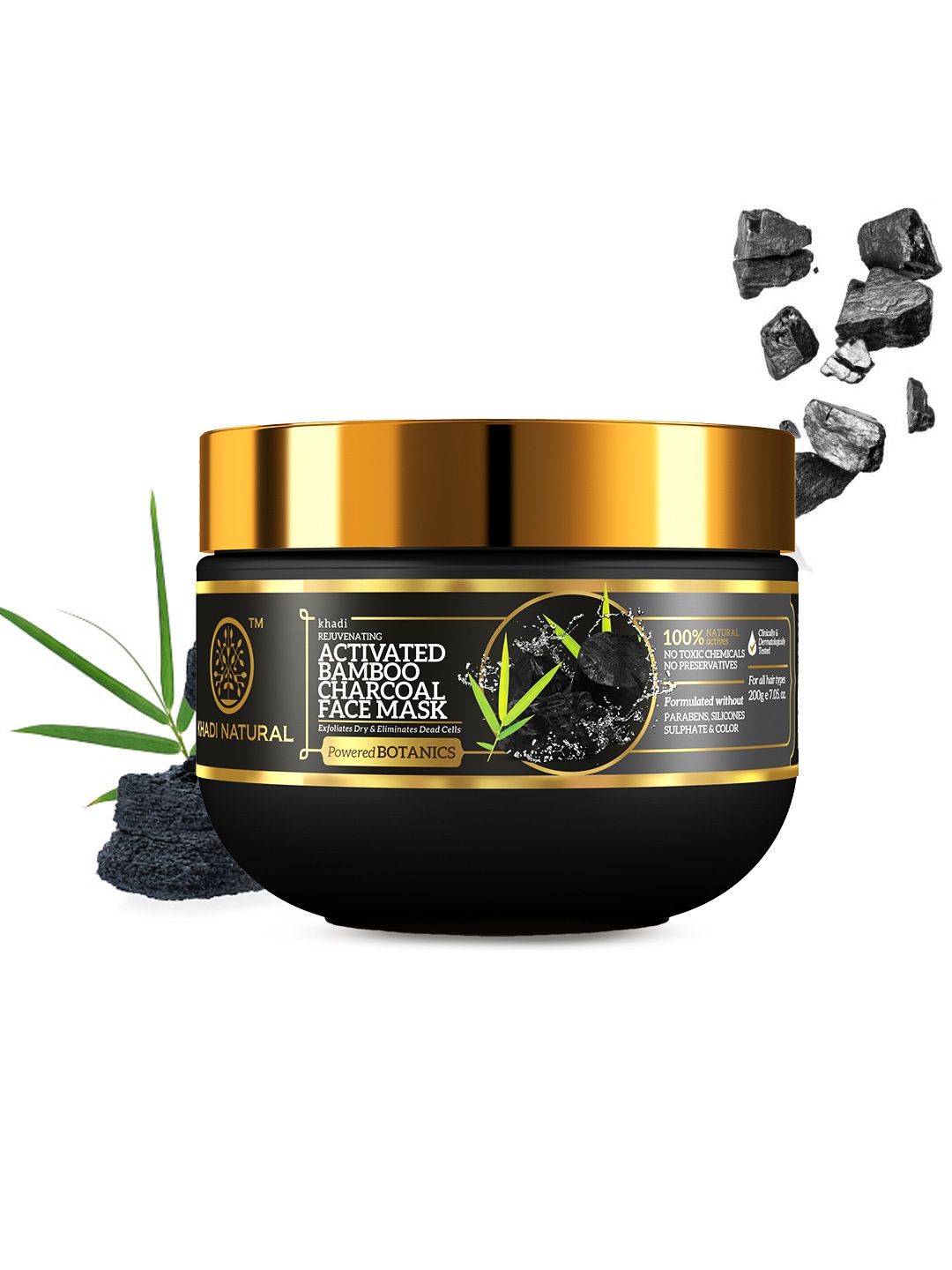 Khadi Natural Power Botanics Activated Bamboo Charcoal Face Mask For Dead Cells - 200g, Black
Khadi Natural Power Botanics Activated Bamboo Charcoal Face Mask For Dead Cells - 200g, Black