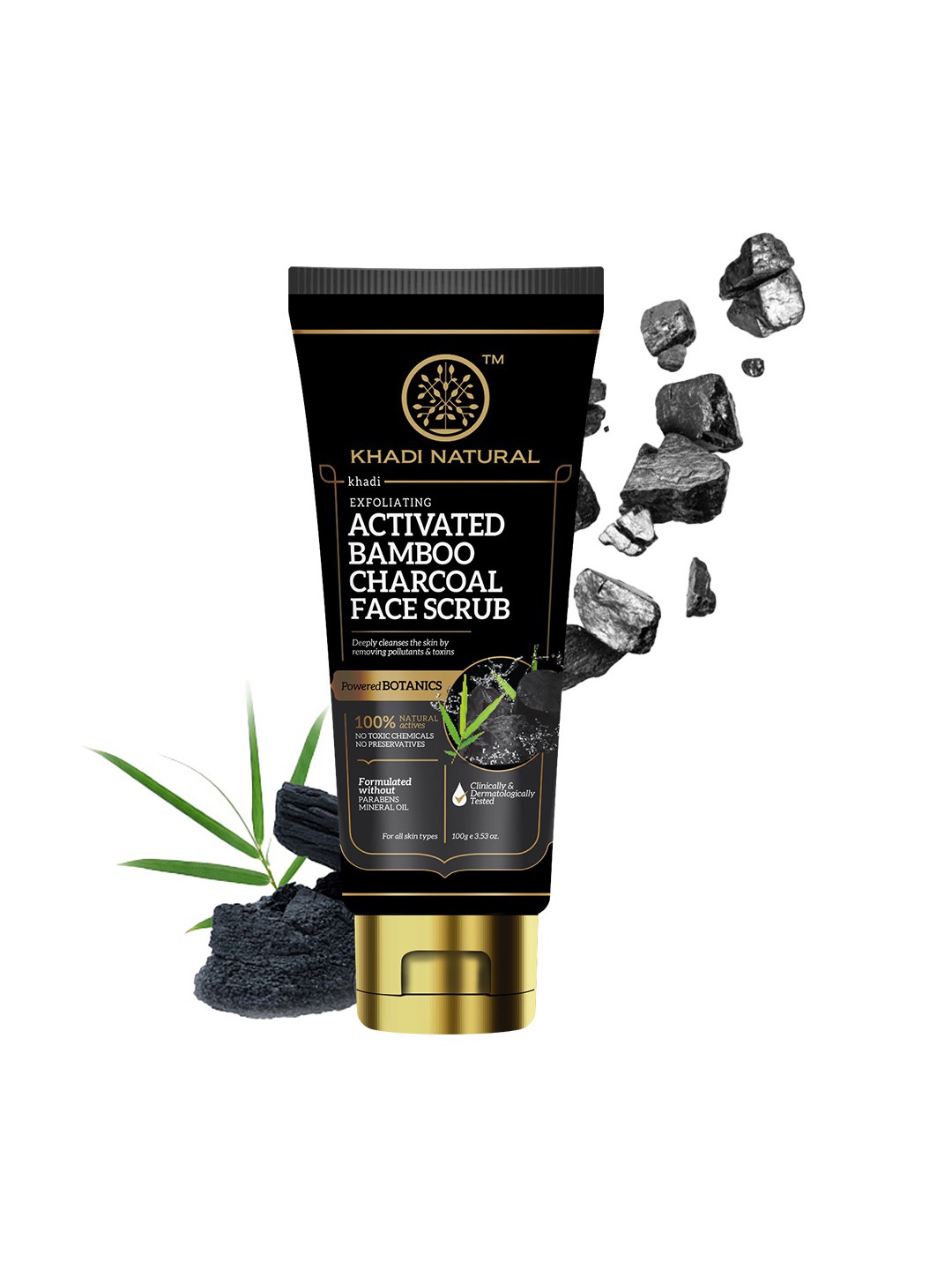 Khadi Natural Exfoliating Activated Bamboo Charcoal Face Scrub For Deep Cleansing - 100g, Black
Khadi Natural Exfoliating Activated Bamboo Charcoal Face Scrub For Deep Cleansing - 100g, Black