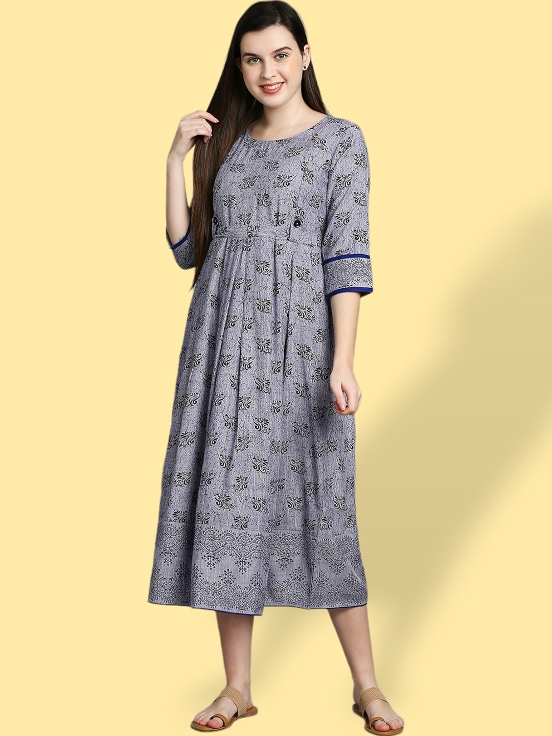 True Shape Floral Printed Gathered Maternity Fit & Flare Midi Ethnic Dress, Grey
True Shape Floral Printed Gathered Maternity Fit & Flare Midi Ethnic Dress, Grey