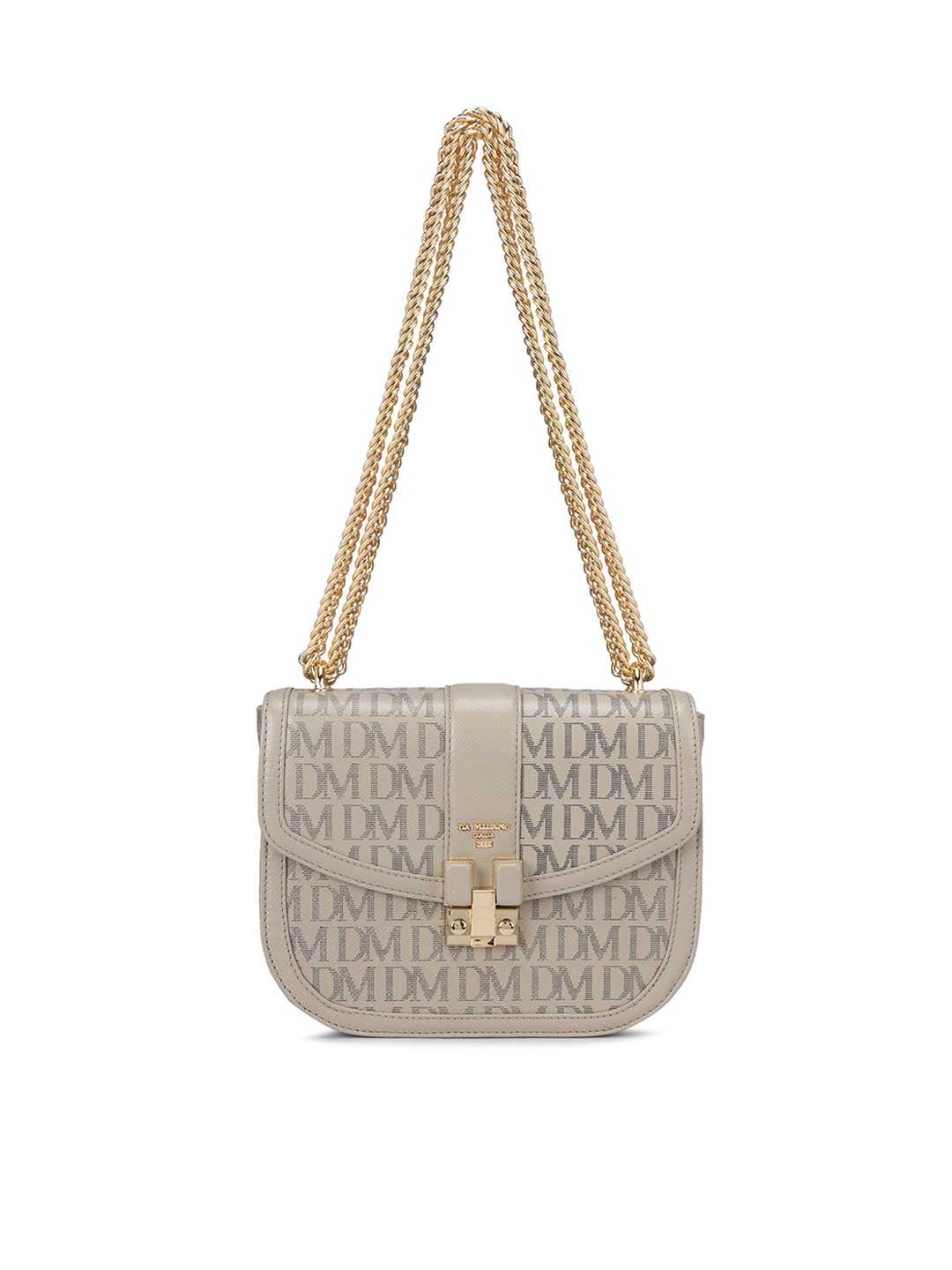 Da Milano Textured Leather Half Moon Sling Bag, Brown