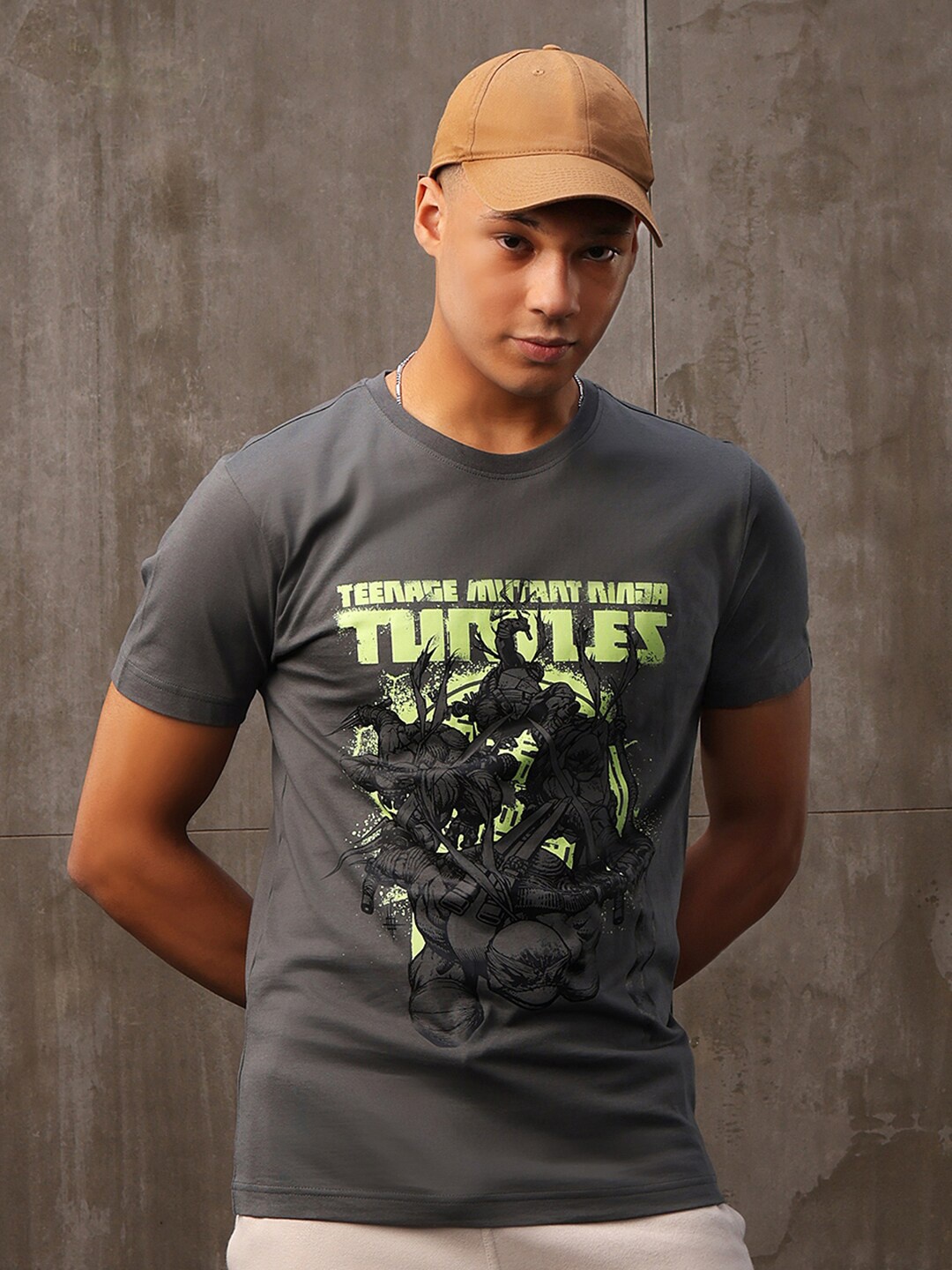 Bewakoof Grey Graphic Printed Pure Cotton T-Shirt