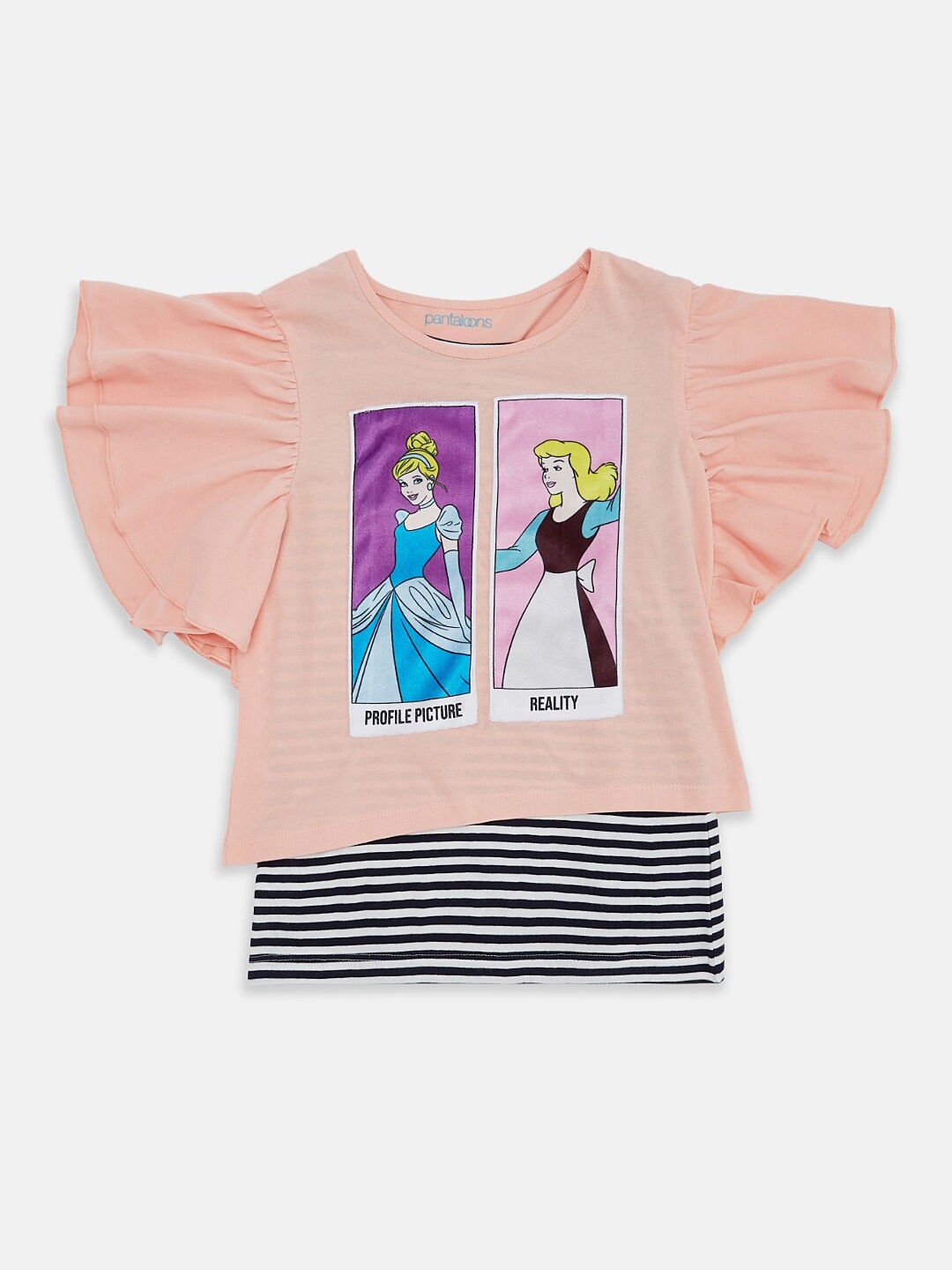 Pantaloons Junior Girls Frozen Graphic Printed Flutter Sleeve Ruffled Cotton Regular Top, Peach
Pantaloons Junior Girls Frozen Graphic Printed Flutter Sleeve Ruffled Cotton Regular Top, Peach